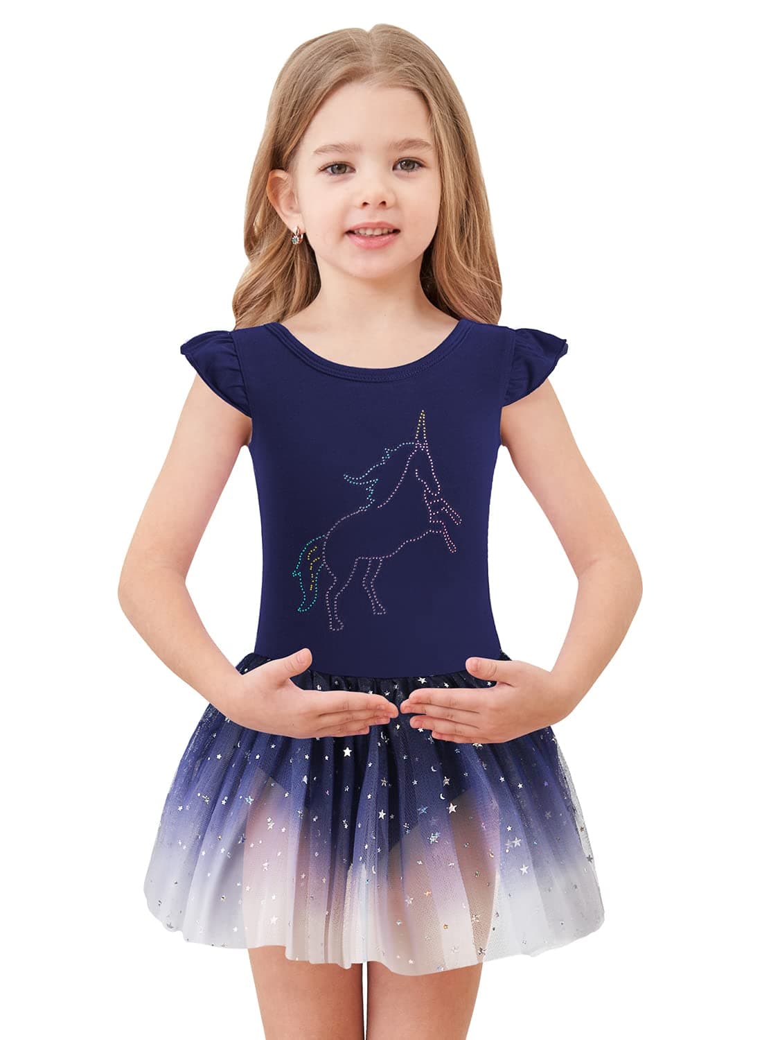Unicorn Tutu Ballet Leotards for Toddlers Girls Cotton Tulle Skirts