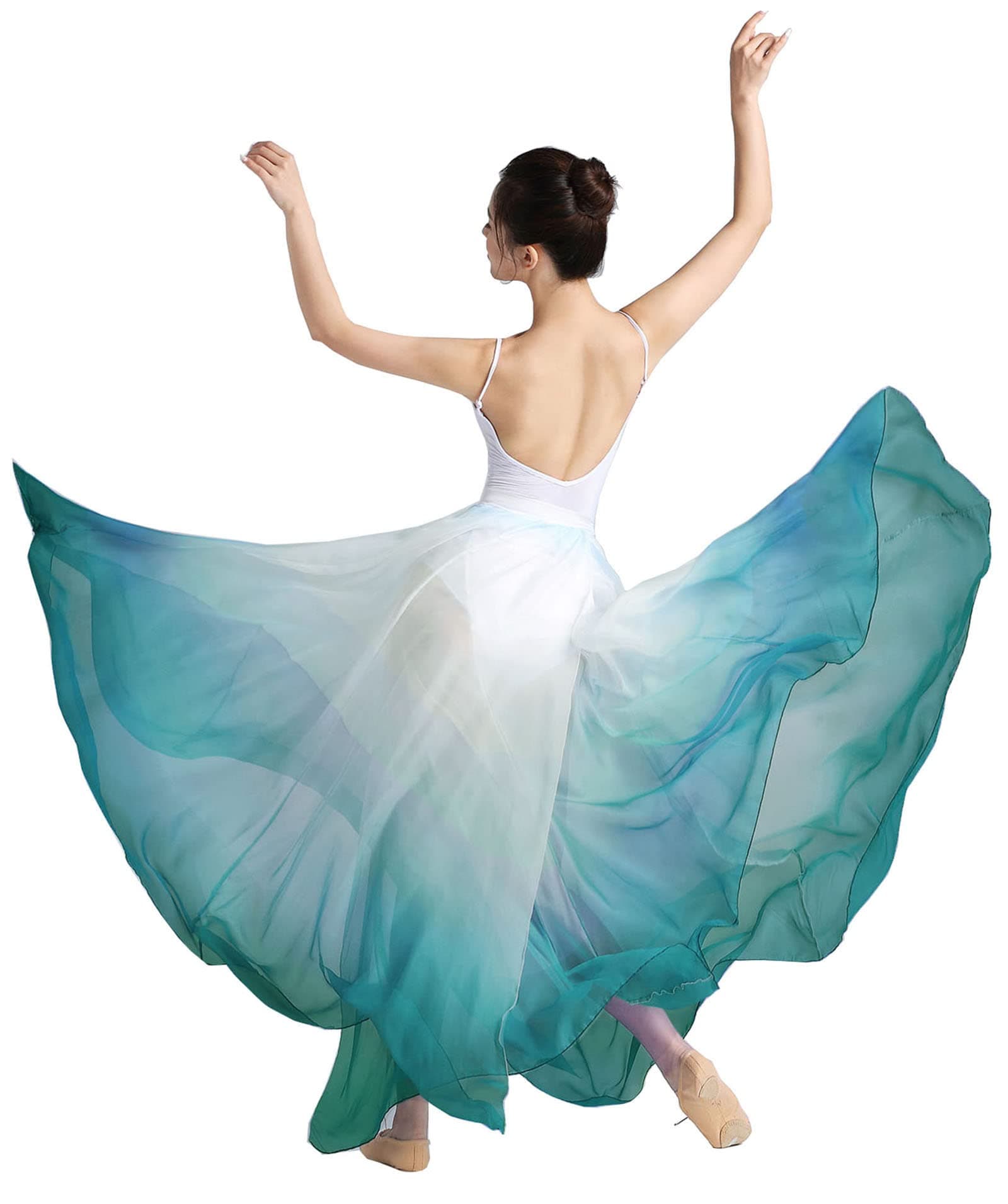 ORIDOOR Graduated Color 35" Lyrical Dance Skirt for Women