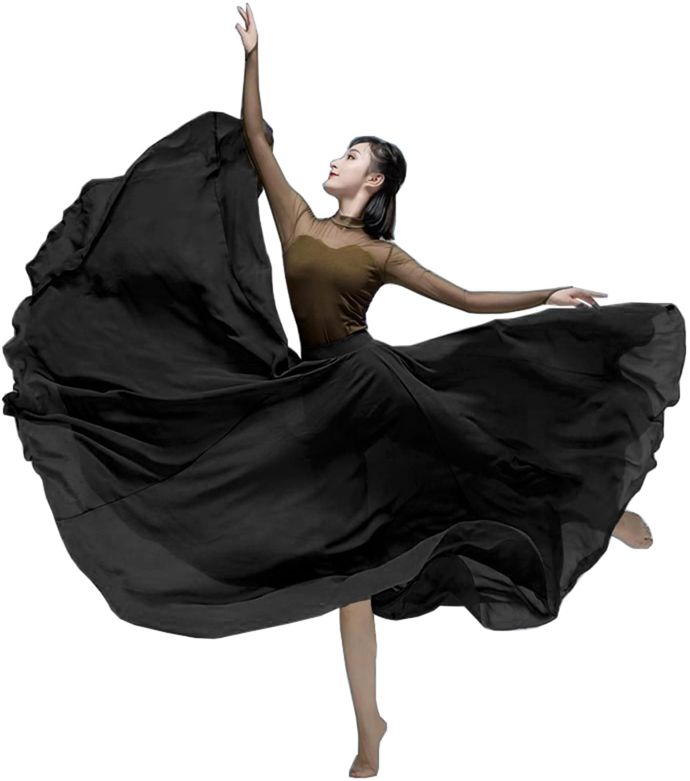 TLMNU Women's Gradient Chiffon Long Swing Skirt for Modern Ballet Performance