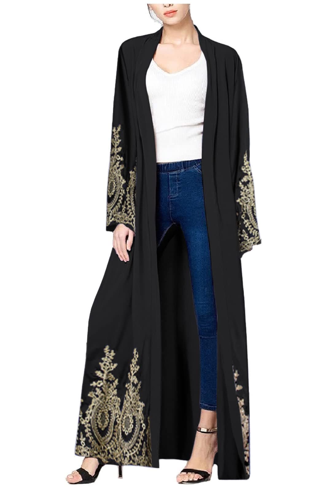 WSPLYSPJY Embroidered Women's Open Abaya Muslim Dress Dubai Kaftan Robe