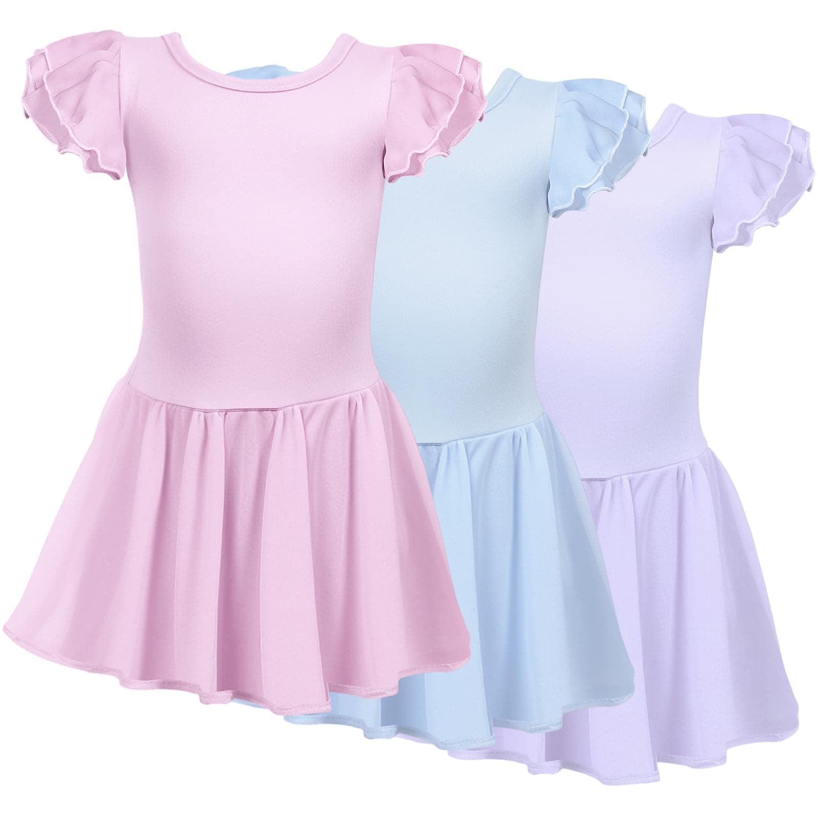 Suhine Girls' Criss Cross Back Dance Leotard & Tutu Skirt Outfit