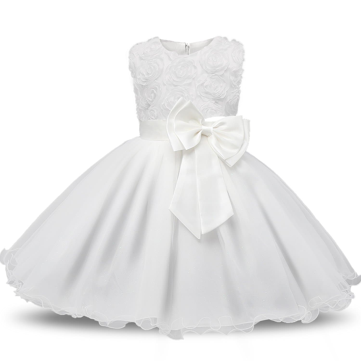 NNJXD Girl 3D Flower Lace Sleeveless Holiday Tutu Dresses
