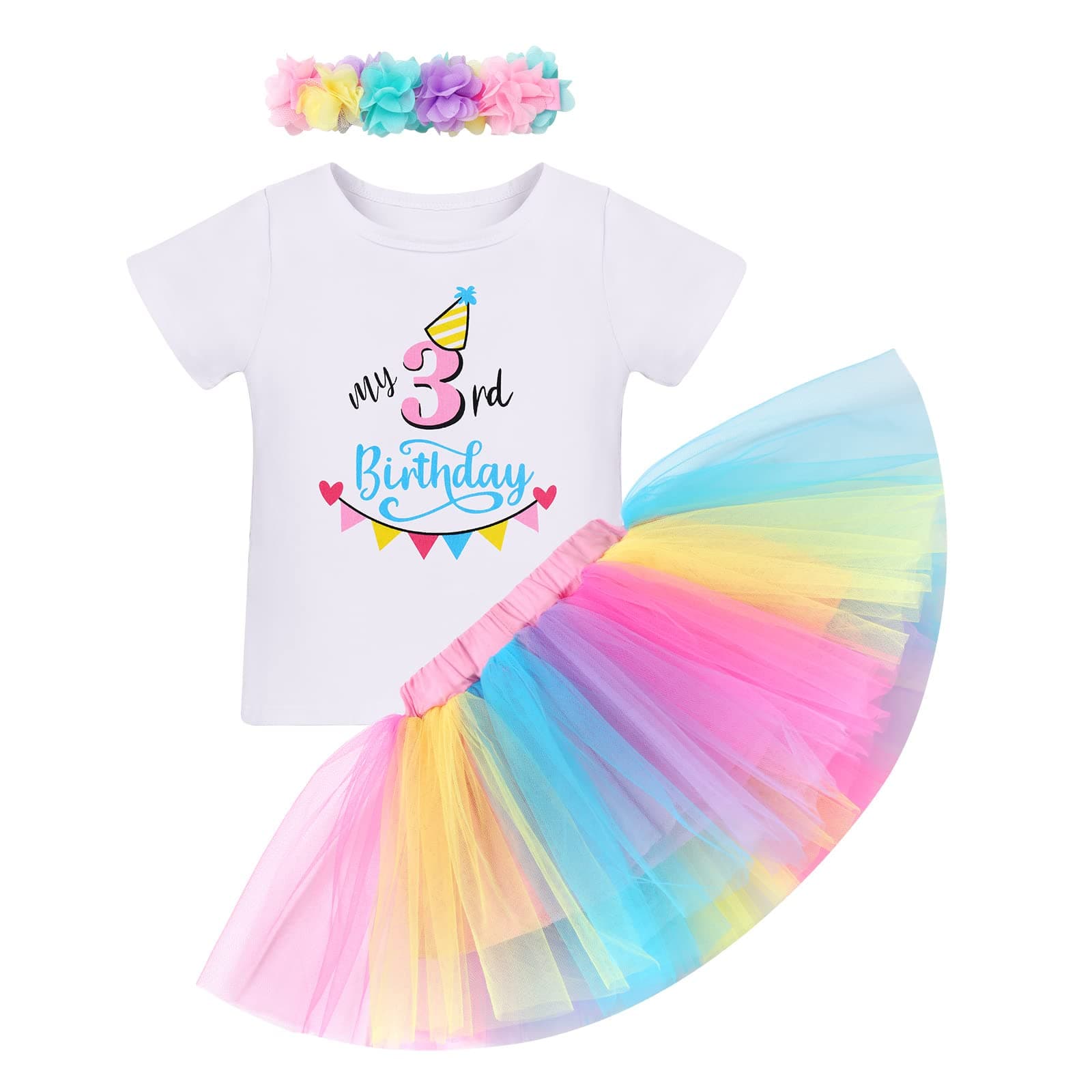 Baby Girl Toddler Kids Birthday Party Cake Smash Tutu Set 3 pcs