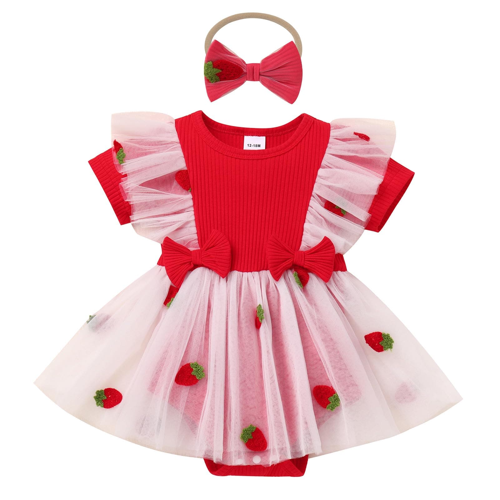 ODASDO Baby Girls 1st Birthday Tutu Romper Dress with Bow Headband