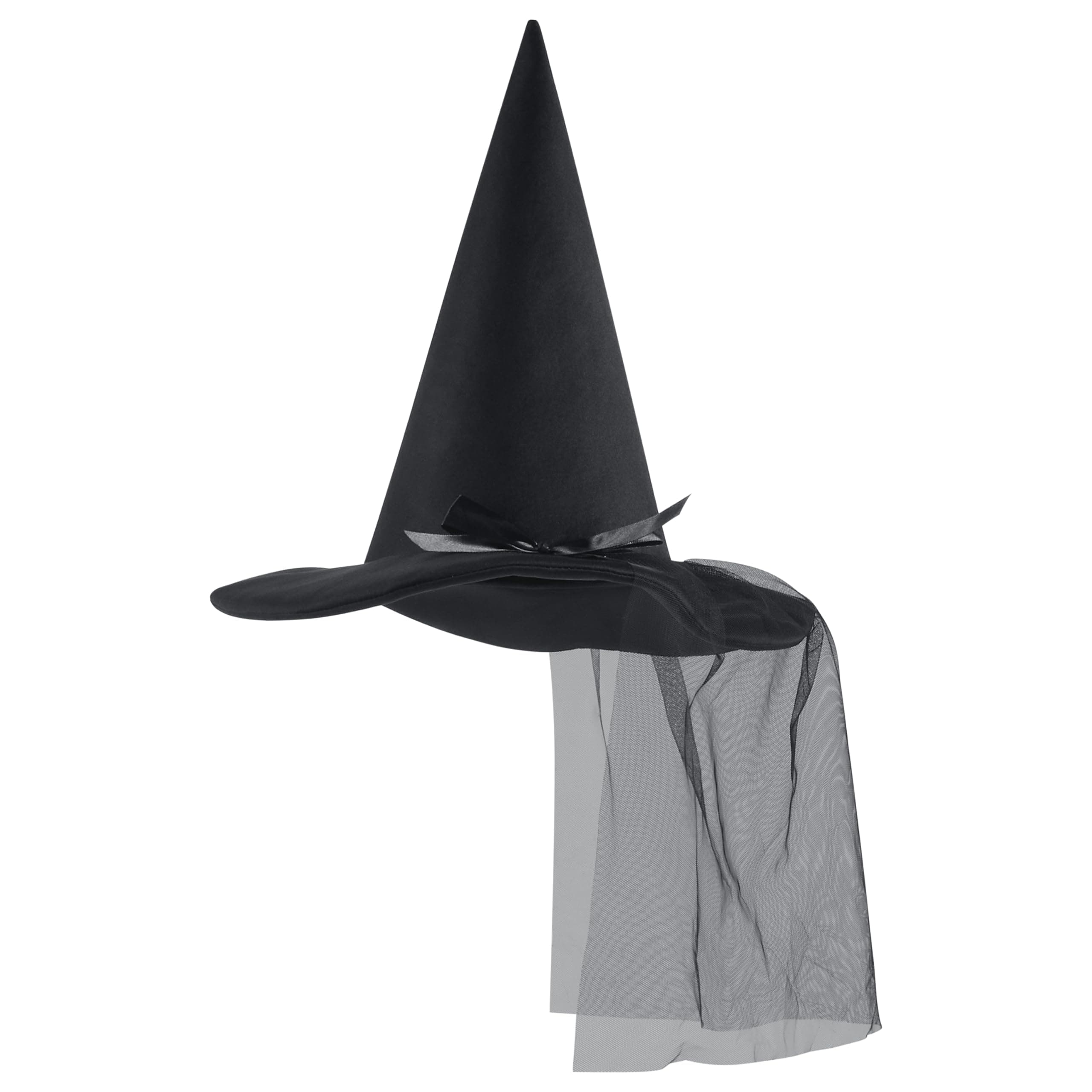 Wicked Witch Hat with Lace Veils for Women, Spooky Halloween Costume Accessory