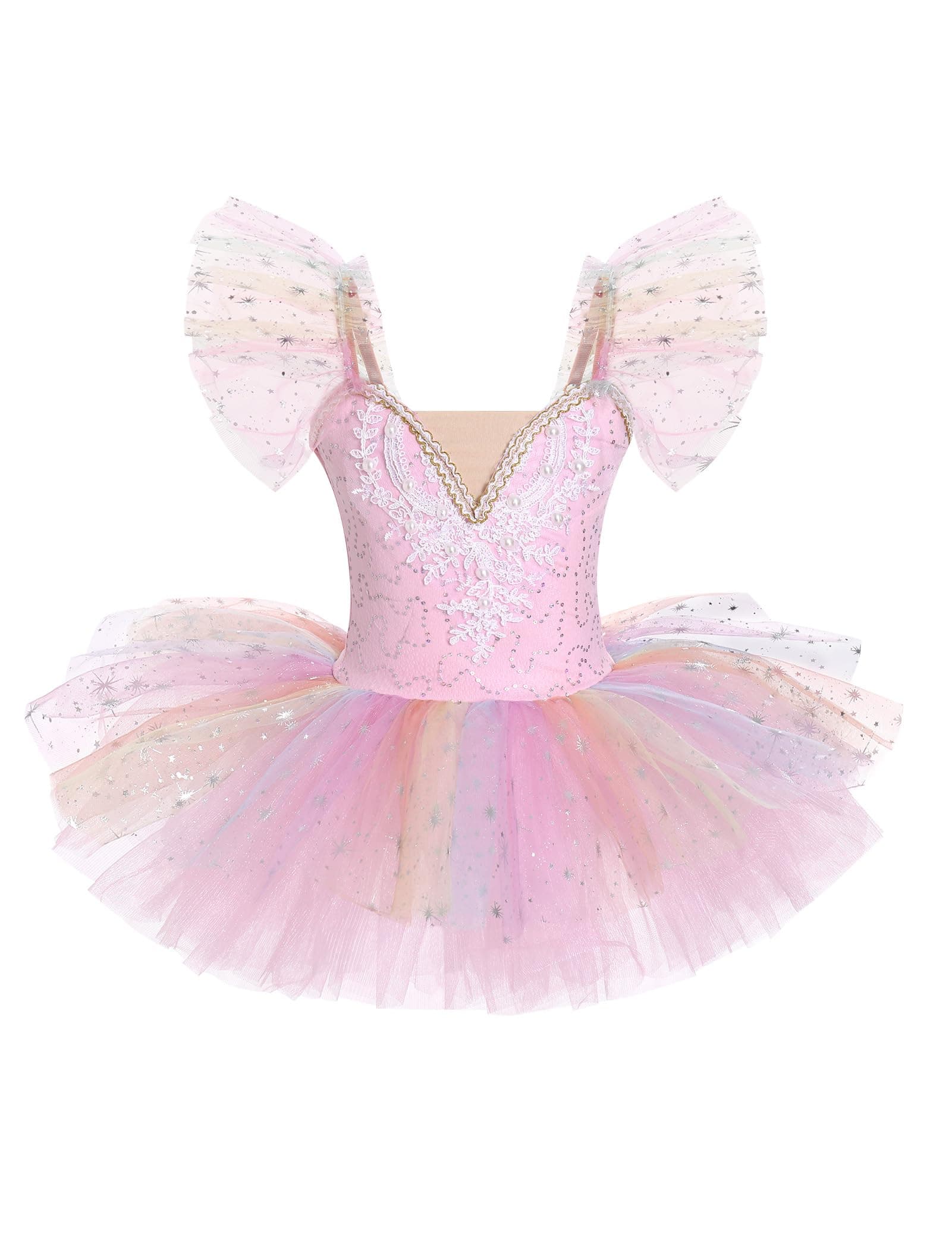 Girls Ballet Leotard Dress with Tutu for Swan Lake Dance Performance