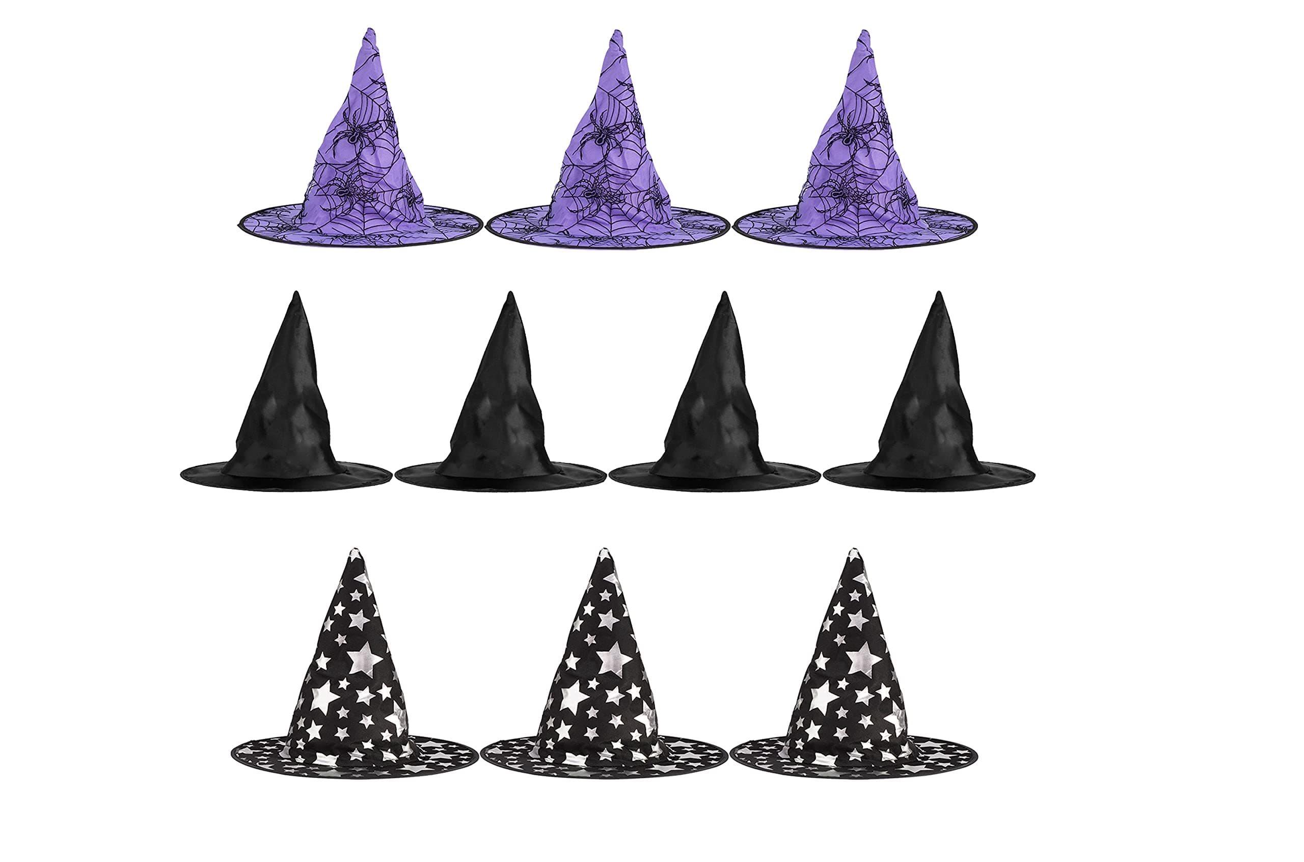 Big Mo's Toys Halloween Witch Hats for Kids – 10 Pack Varied Designs