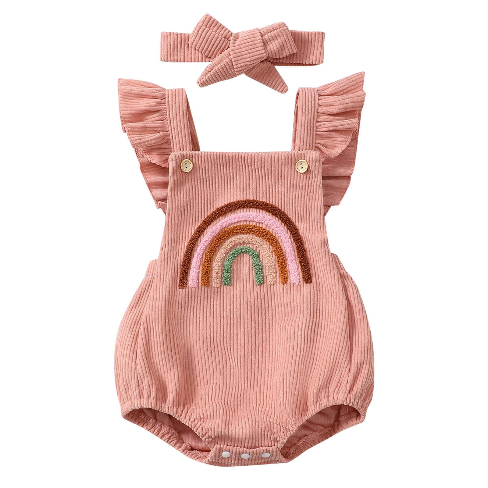 ODASDO Rainbow Boho Baby Girls First Birthday Outfit Romper & Headband Newborn Props