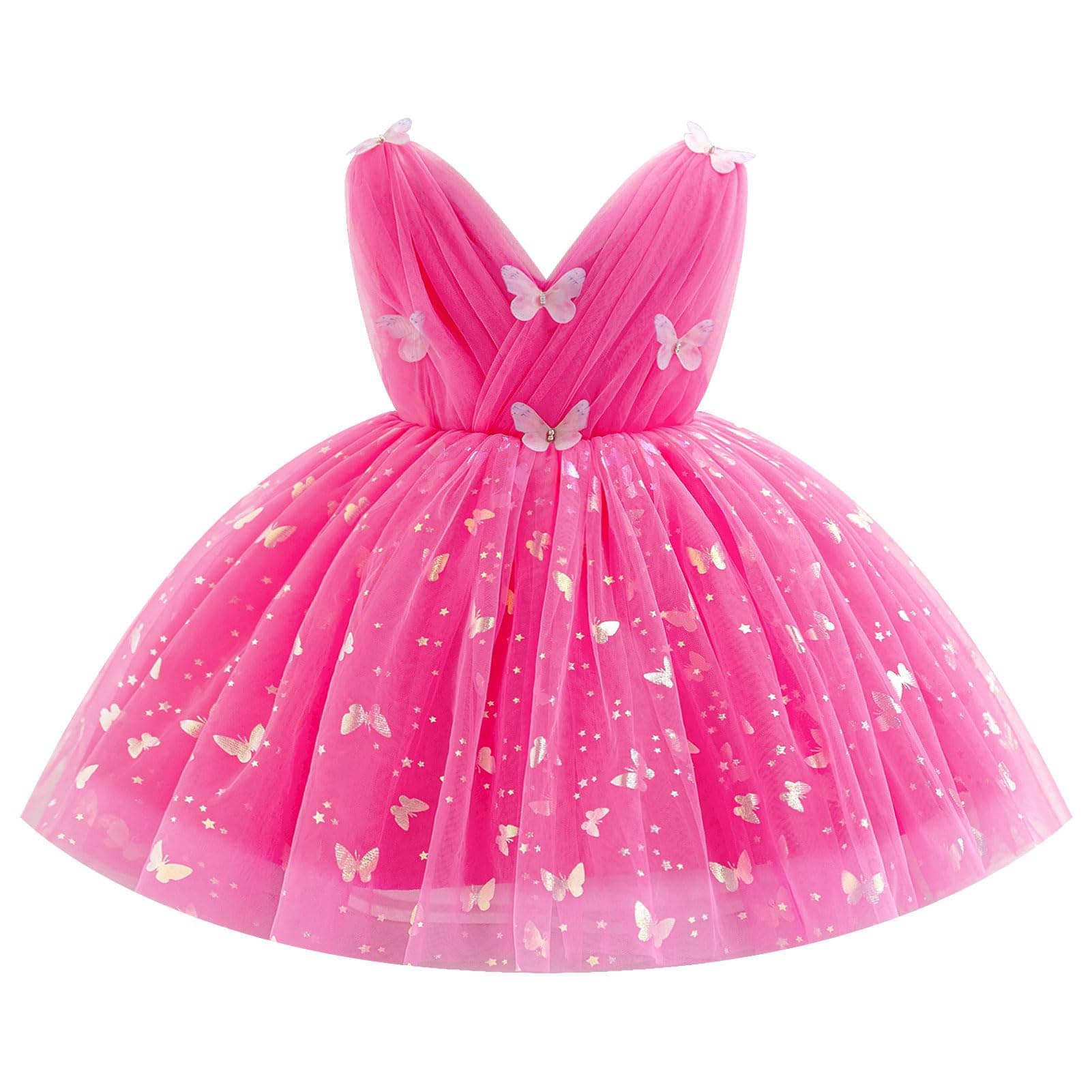 IDOPIP Shiny Butterfly Tutu Dress for Toddler Girls Birthday Parties