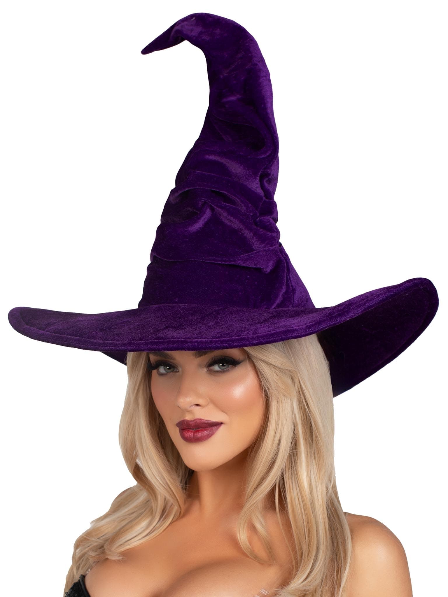 Leg Avenue Purple Velvet Ruched Witch Hat