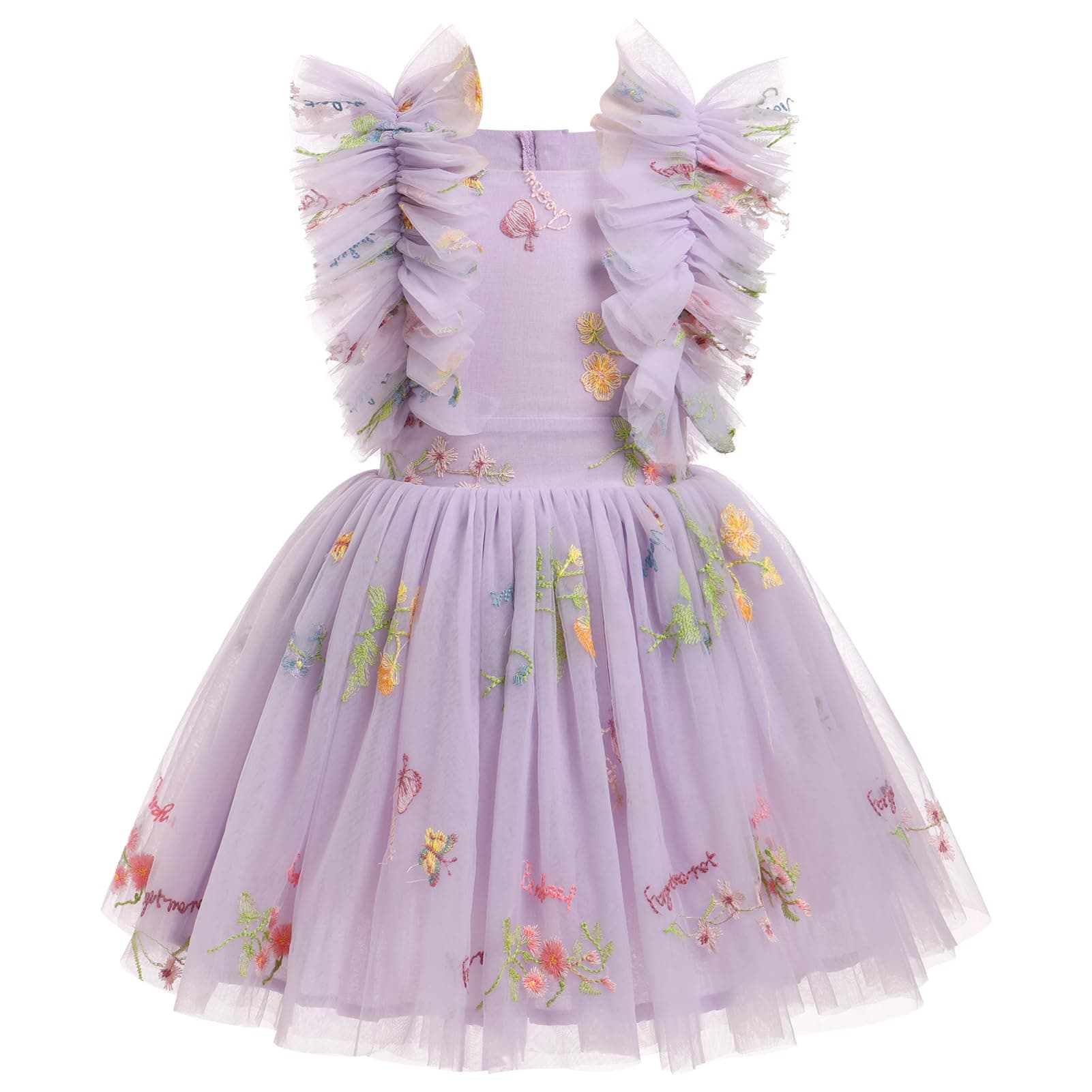 ODASDO Kids Girls Tutu Tulle Ruffle Sleeve Princess Dresses for Birthday Party Occasions