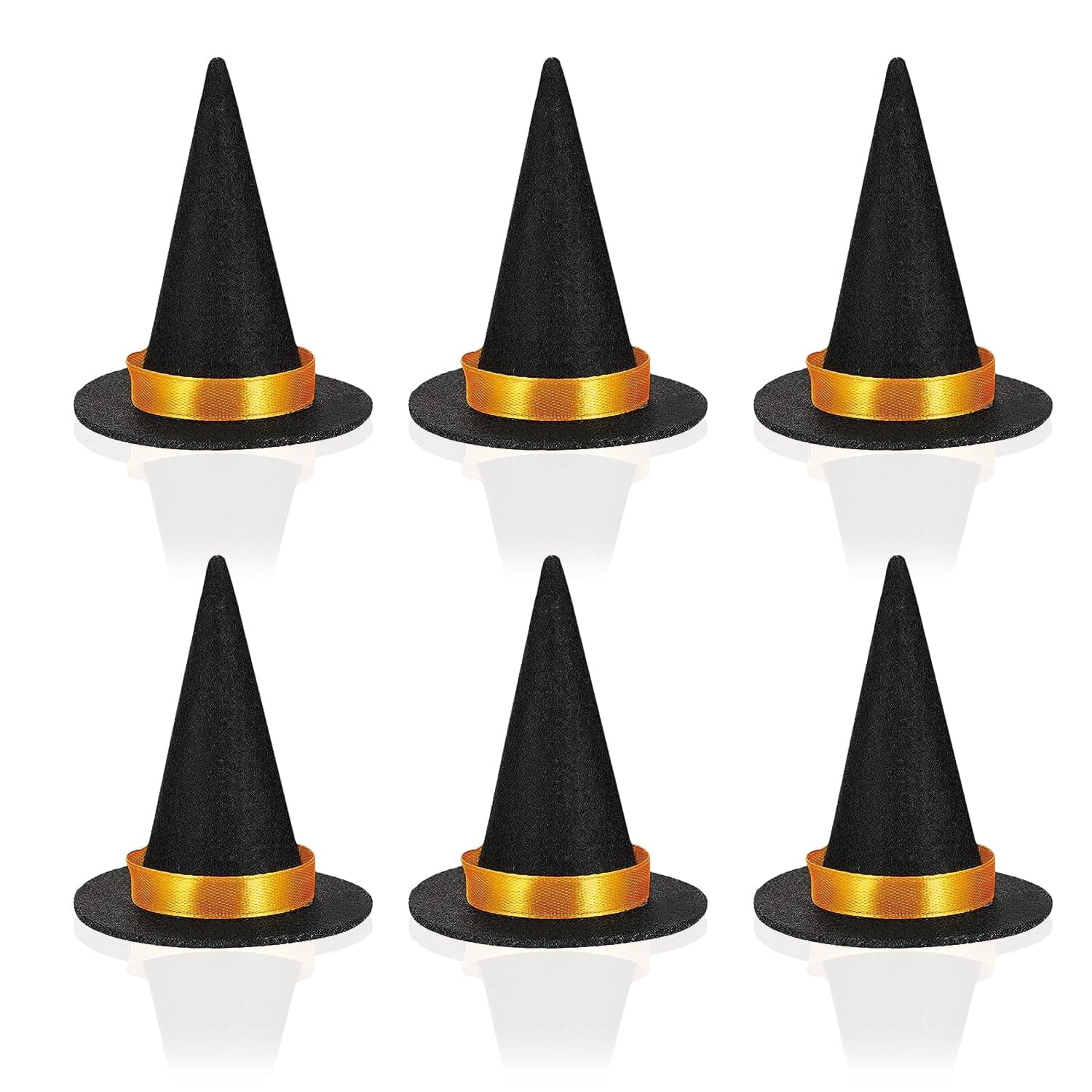 Oarkive 6pcs Mini Felt Witch Hats for Crafts and Decor