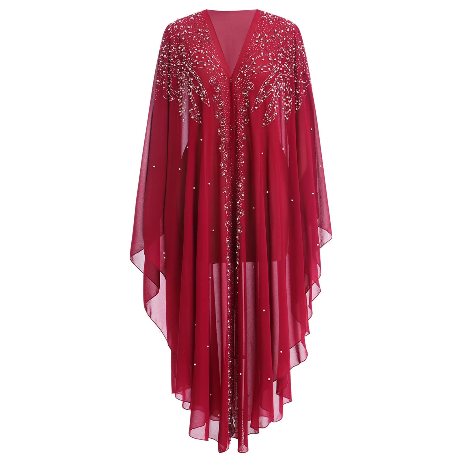Turkish Embroidered Loose Batwing Sleeve Maxi Dress for Women