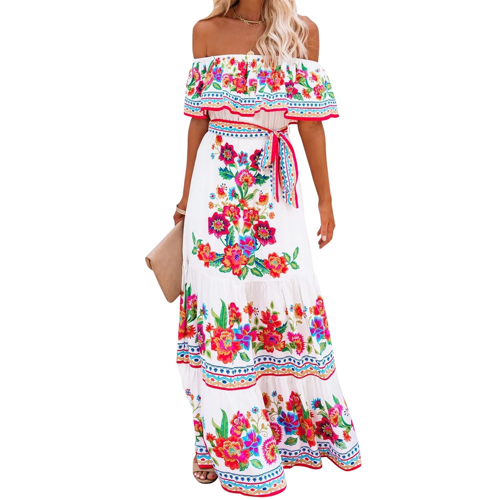 Xplanet Women's Off-Shoulder Floral Maxi Dress for Summer Parties