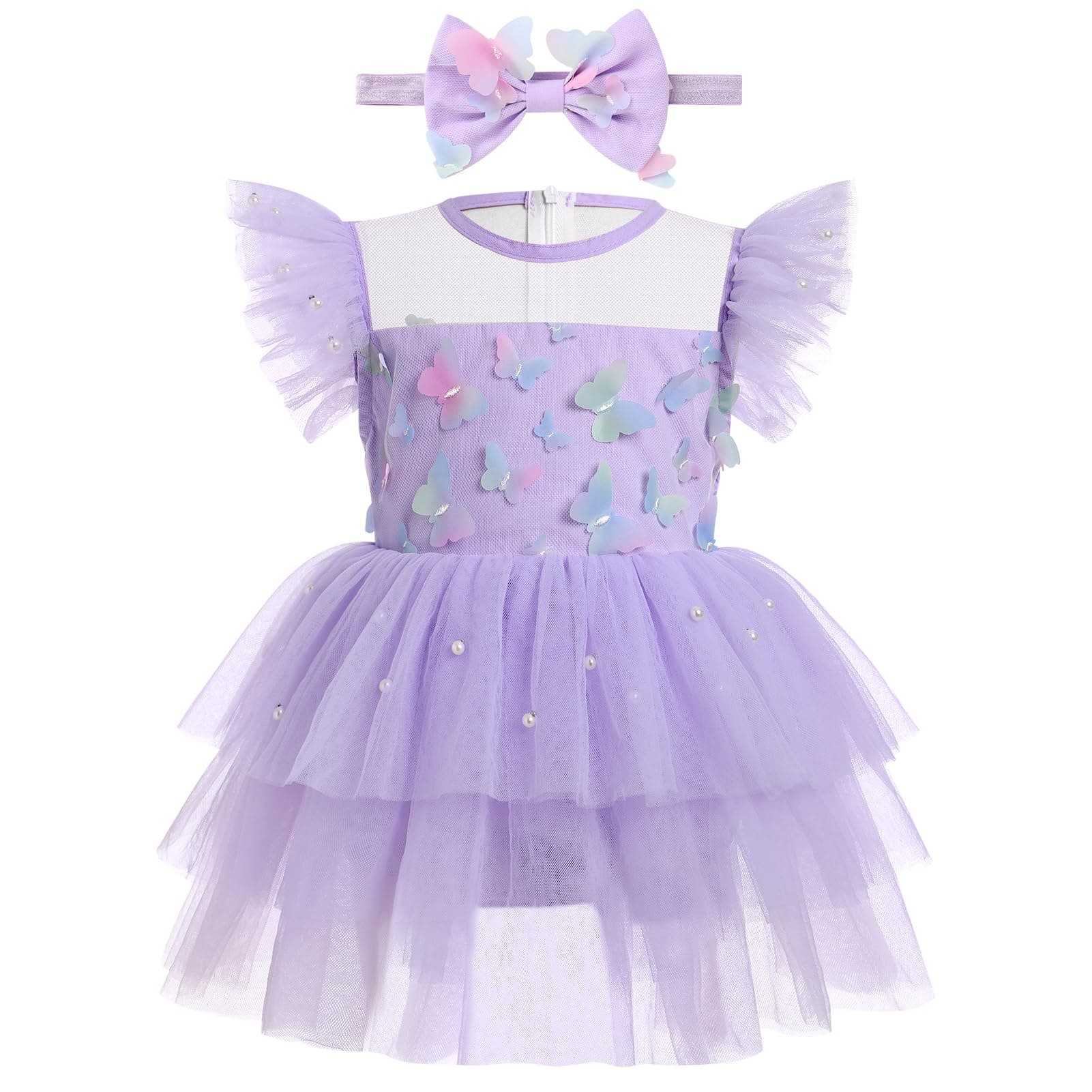 ODASDO Princess Tutu Tulle Flower Romper Dress for Baby Girls 0-24 Months