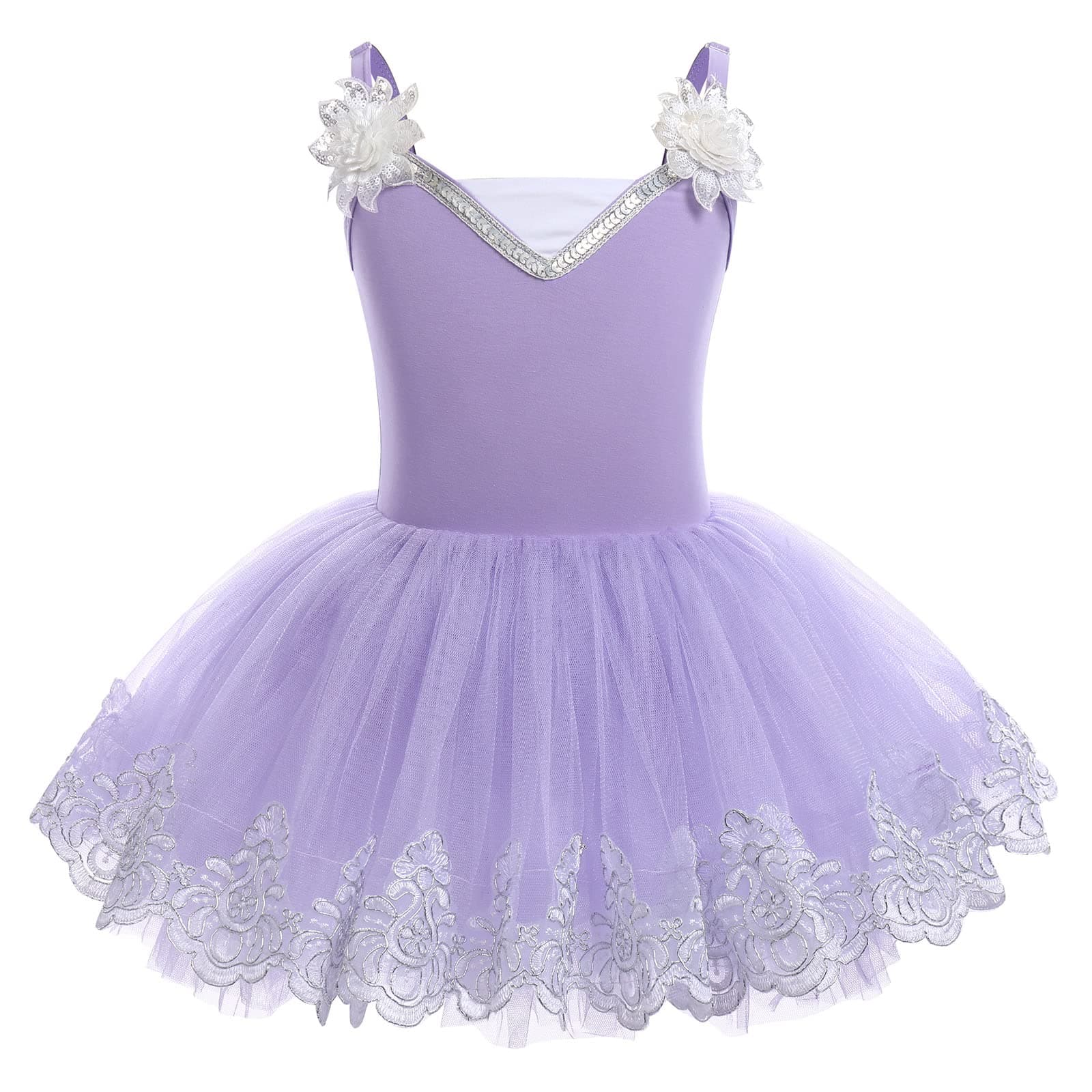 Girls' Sequin-Embroidered Ballet Leotard and Tutu Set