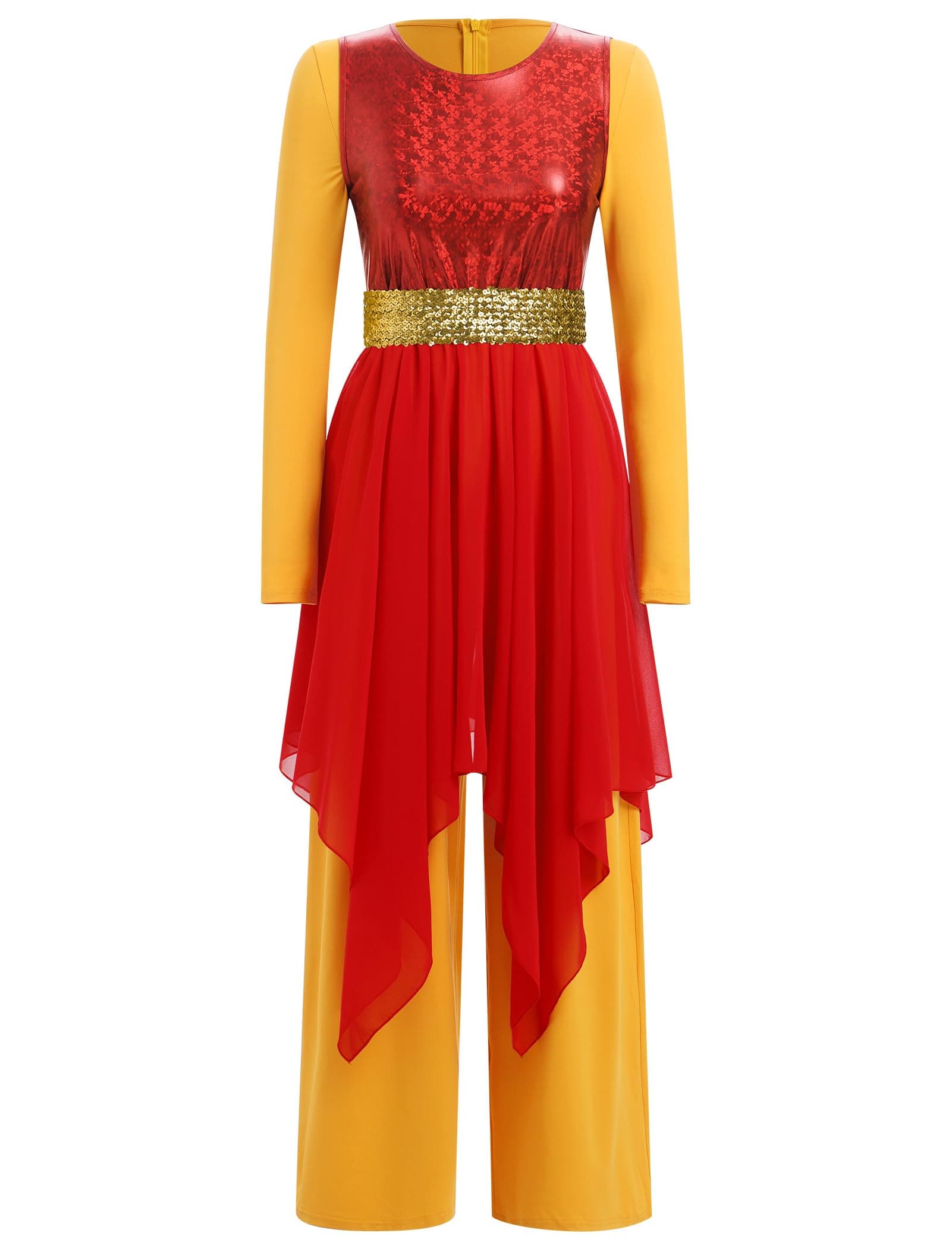 ODASDO Women's Dance Costume Liturgical Tunic Top Wide Leg Jumpsuit Set