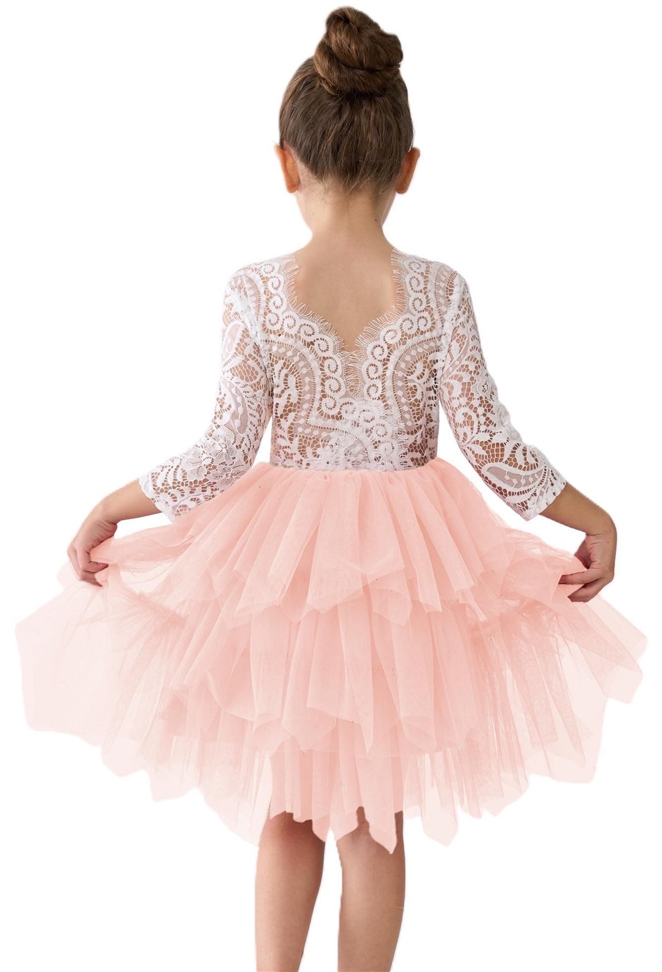 2Bunnies Girl Peony Lace Back Tiered Tutu Party Dress