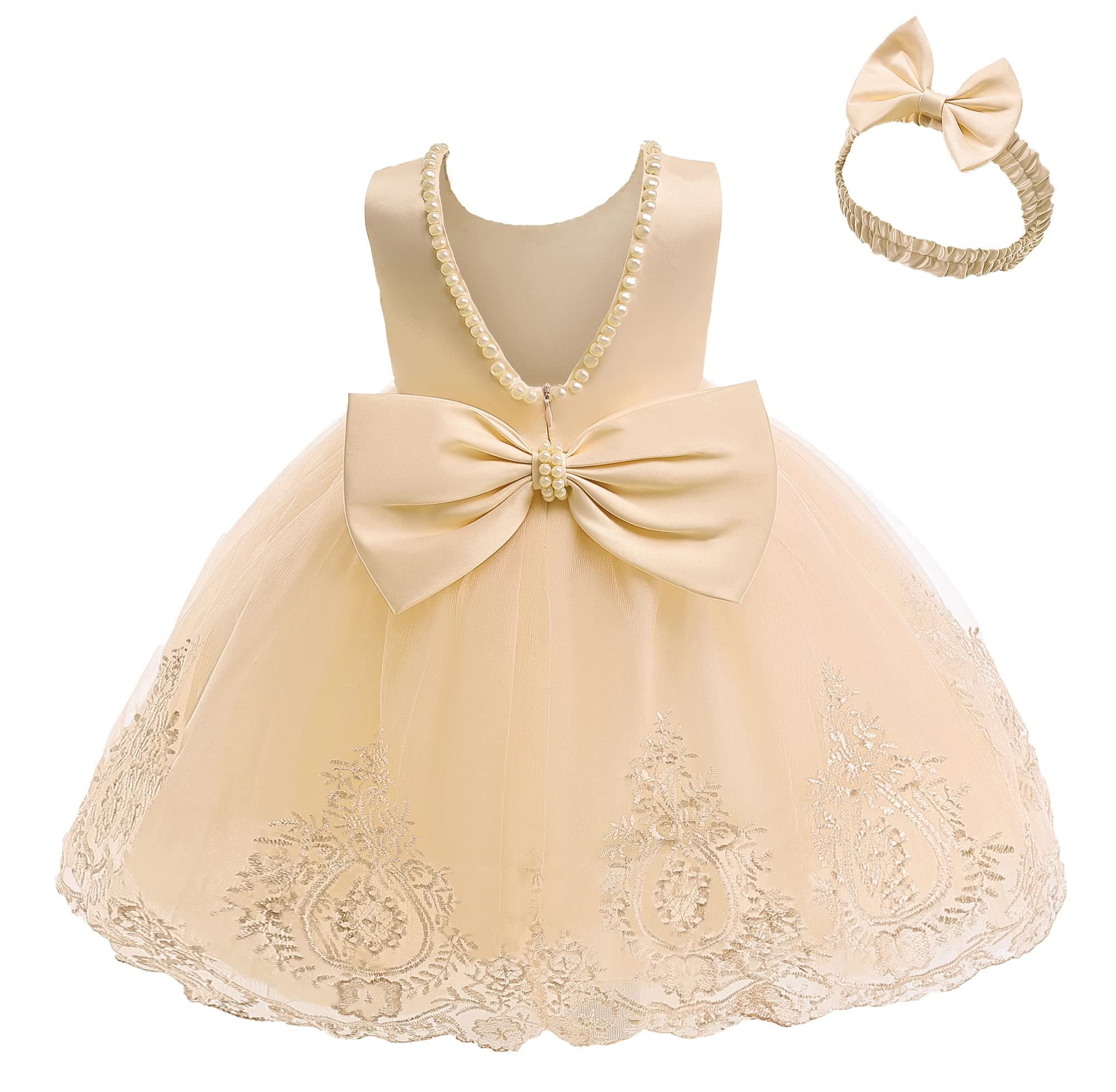 Baby Backless Pageant Dress with Headwear