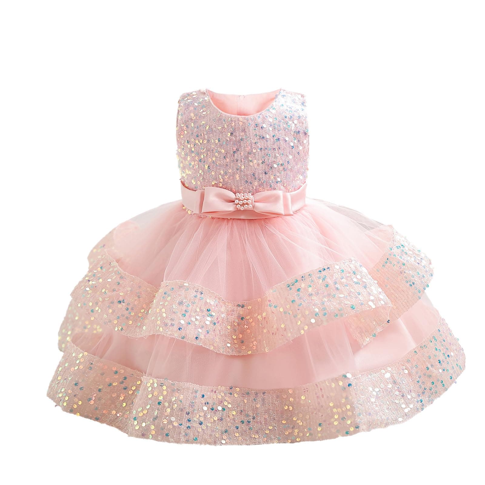 Miipat Baby Girl Sequins Princess Wedding Dress 12M-4Y