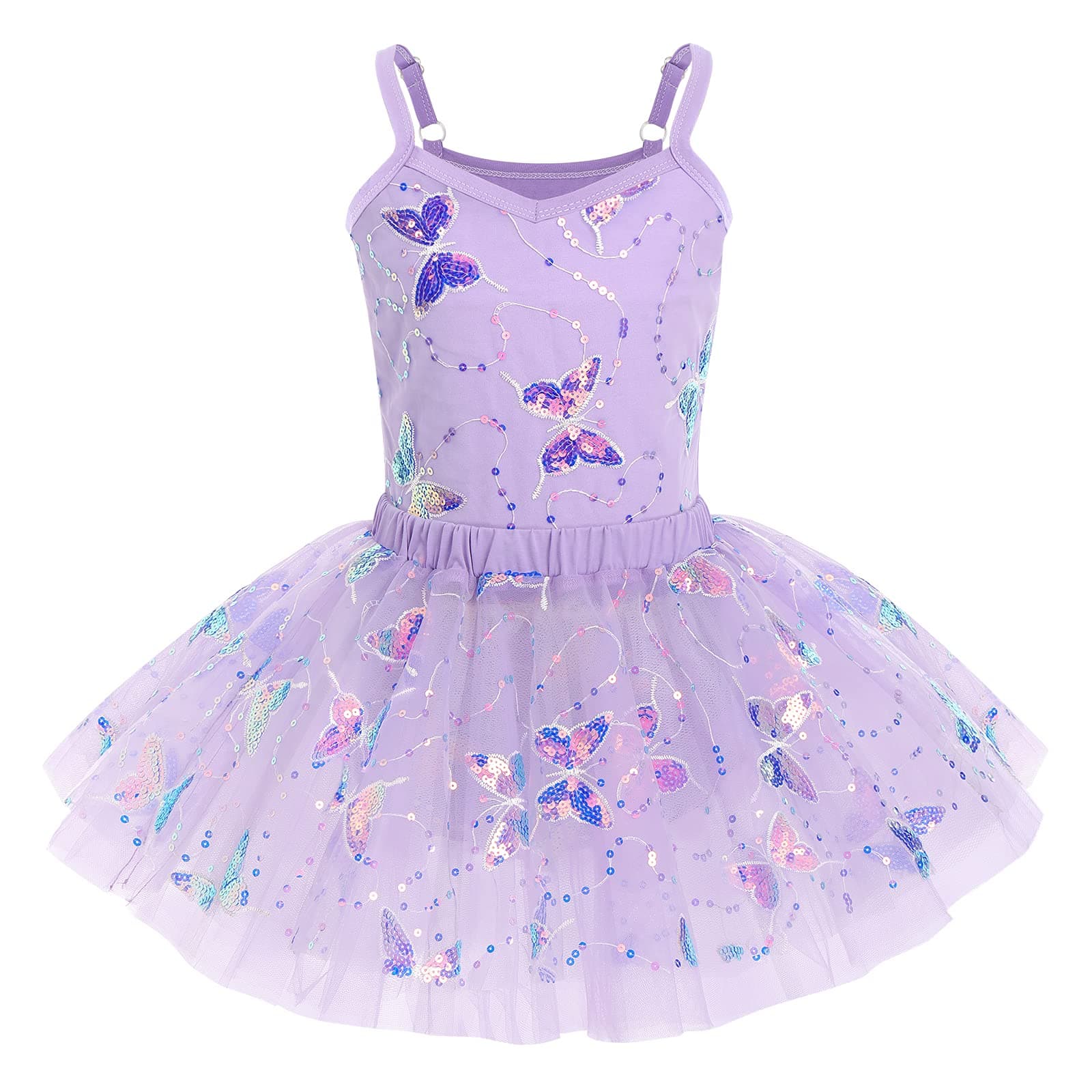 Girls' Sparkly Butterfly Ballet Leotard with Tutu Skirt