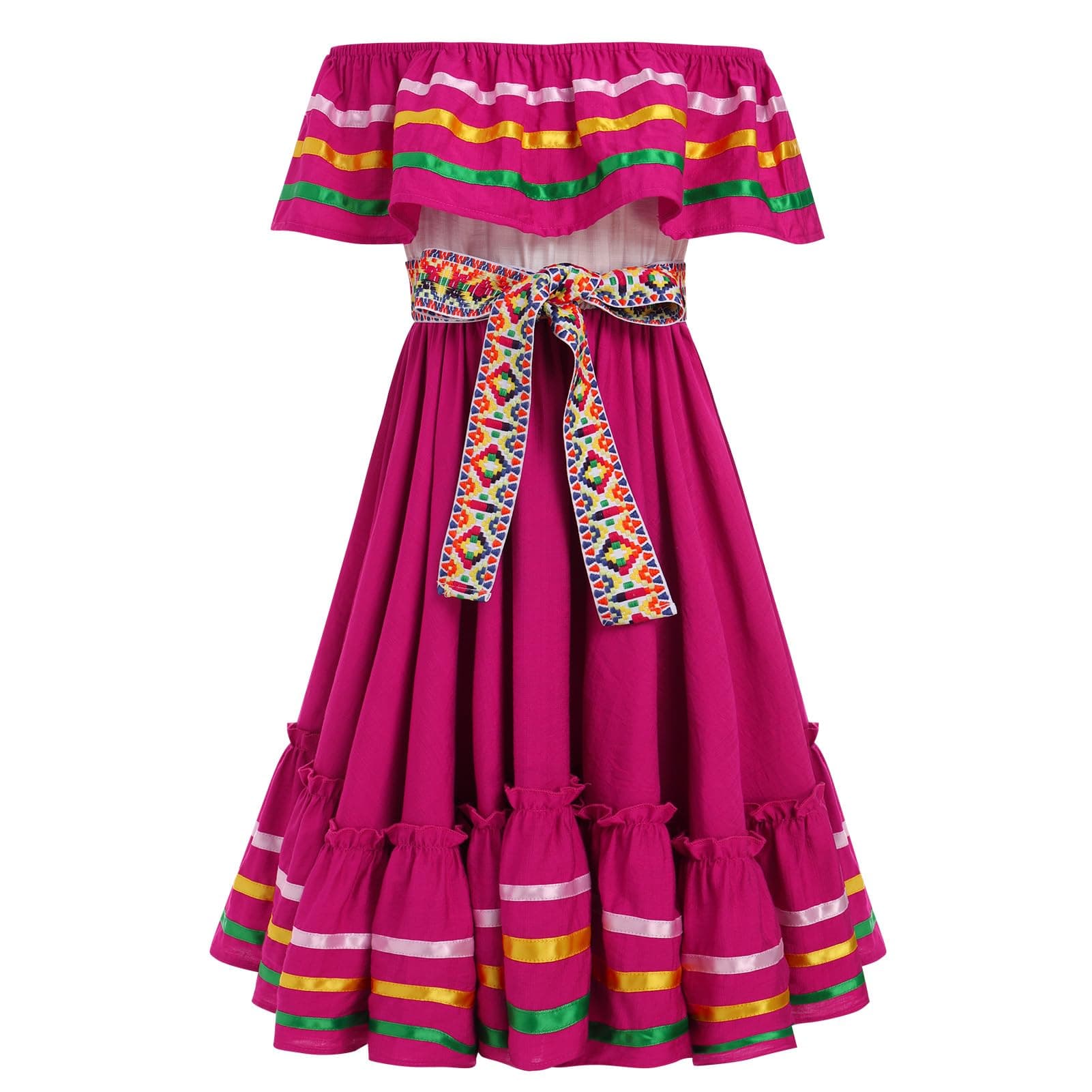 IMEKIS Toddler Girl Traditional Mexican Embroidered Floral Dress 4-10T