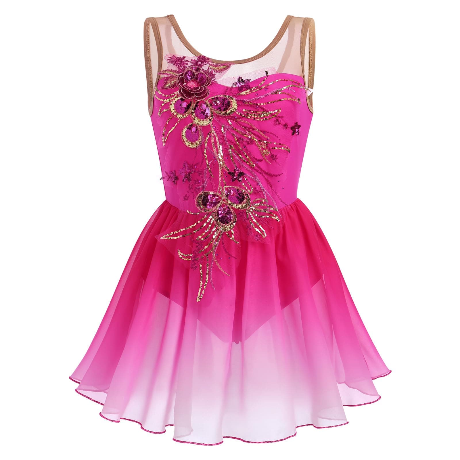 ODASDO Women's Ice Skating Ballet Dance Leotard with Sequin Embroidery