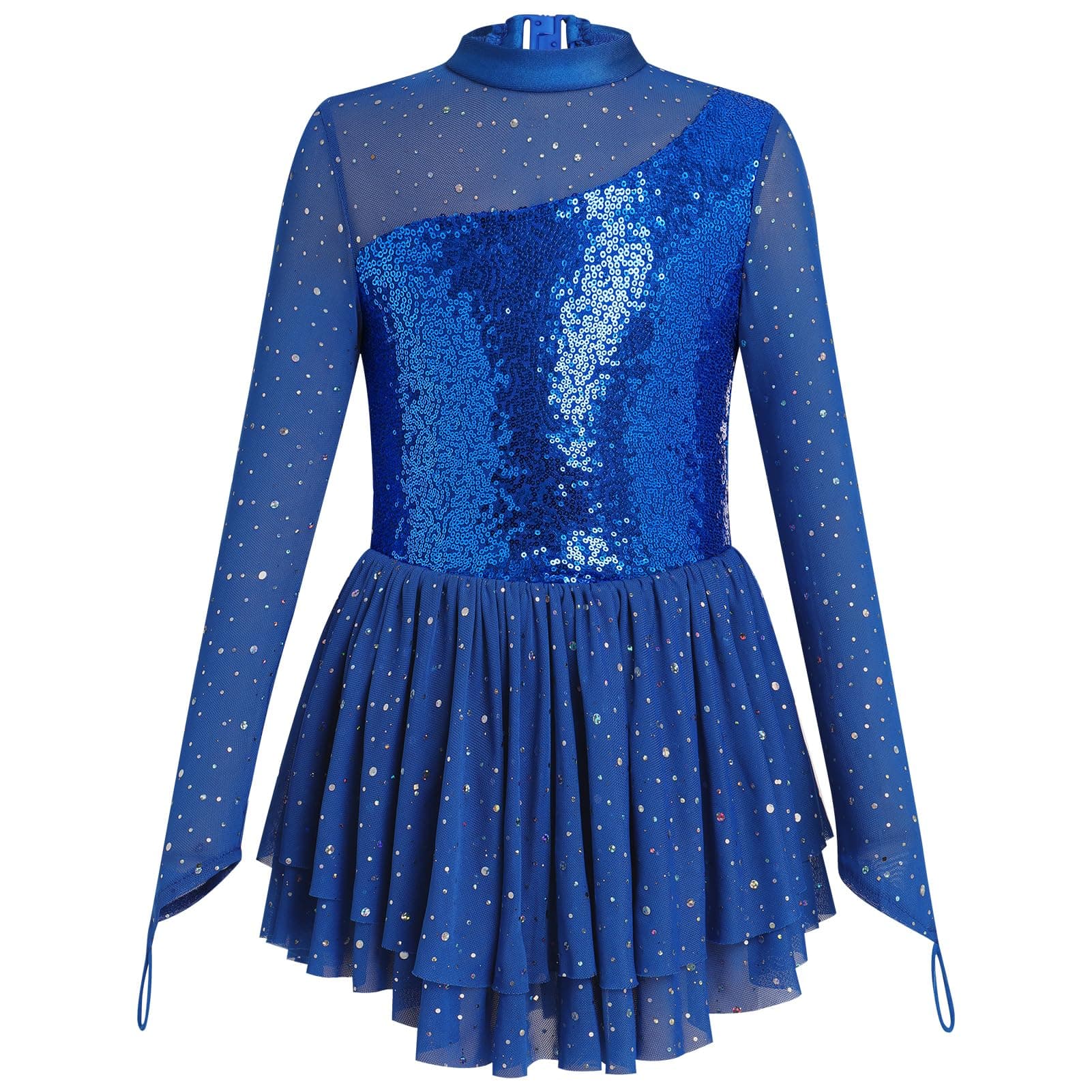 ODASDO Sparkly Sequin Long Sleeve Figure Skating Leotard for Girls