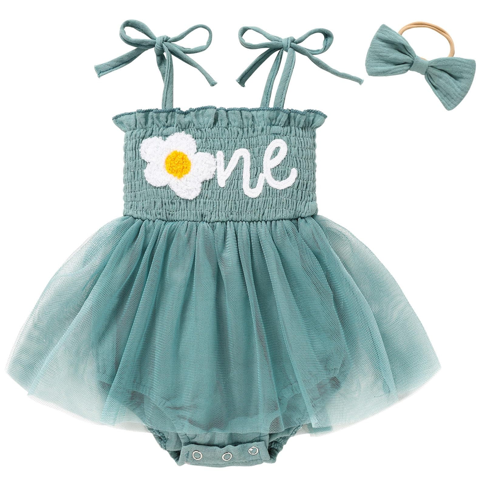 TITKKOP Baby Girl 1st Birthday Tulle Romper Sleeveless Bodysuit Cake Smash Outfits