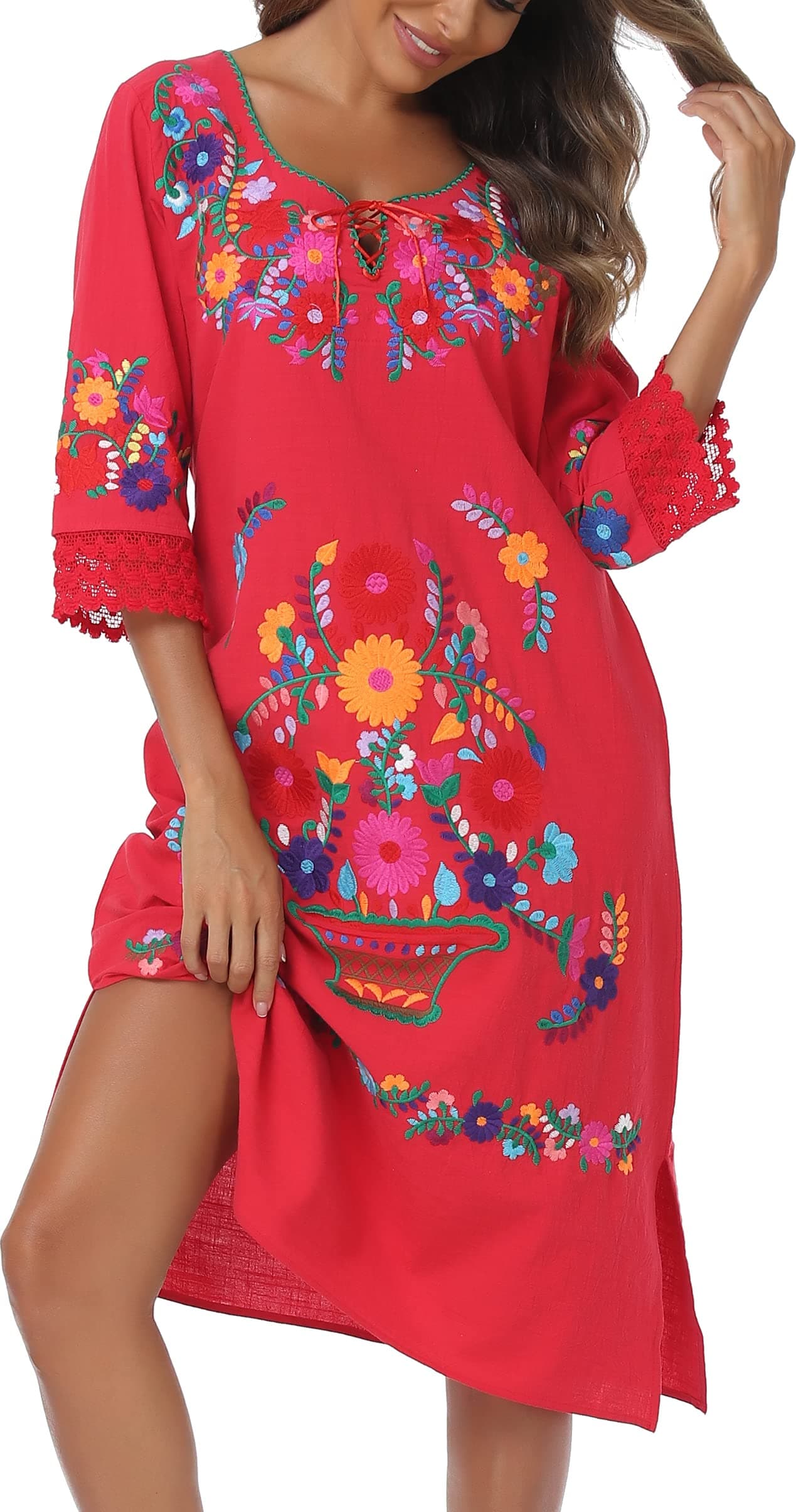 YZXDORWJ Women's Mexican Floral Lace Bridesmaid Dress