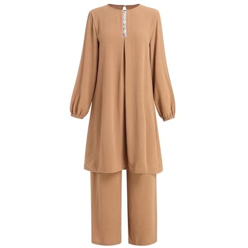 ODIZLI Women's Muslim Abaya Dress & Pants Set