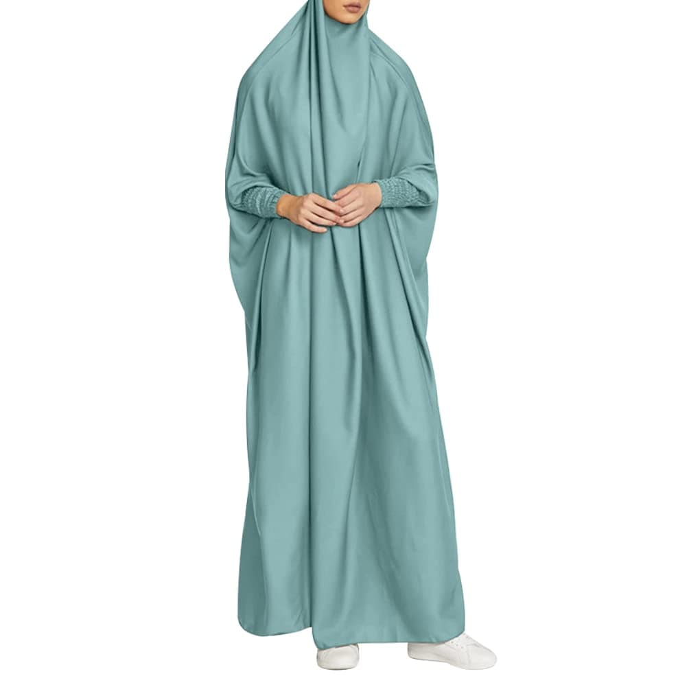 Simple Muslim Women's Maxi Dress with Hijab