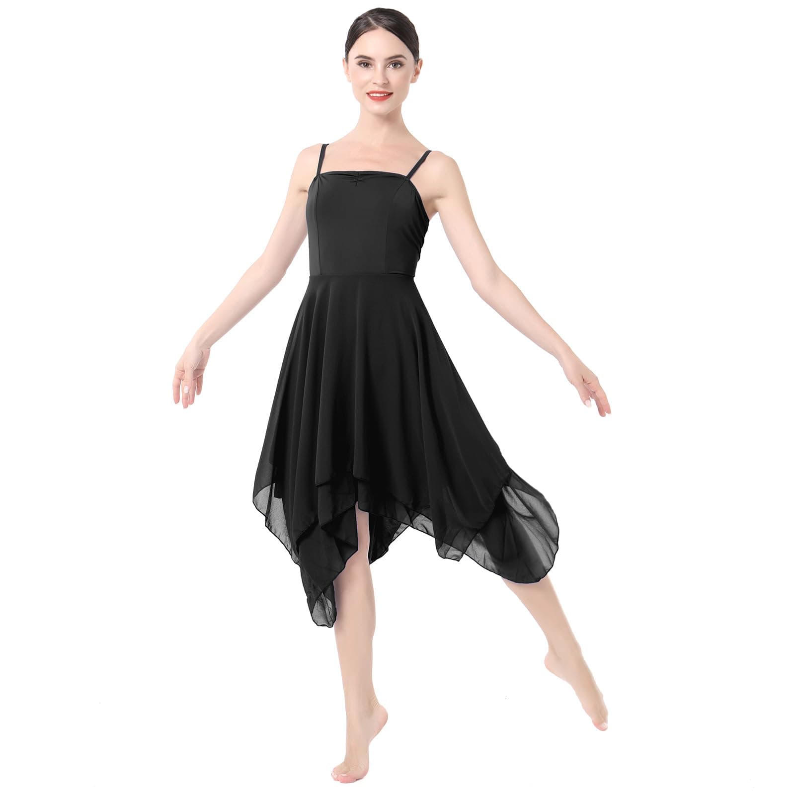 ODASDO Women's Modern Lyrical Dance Spaghetti Strap Chiffon Dress
