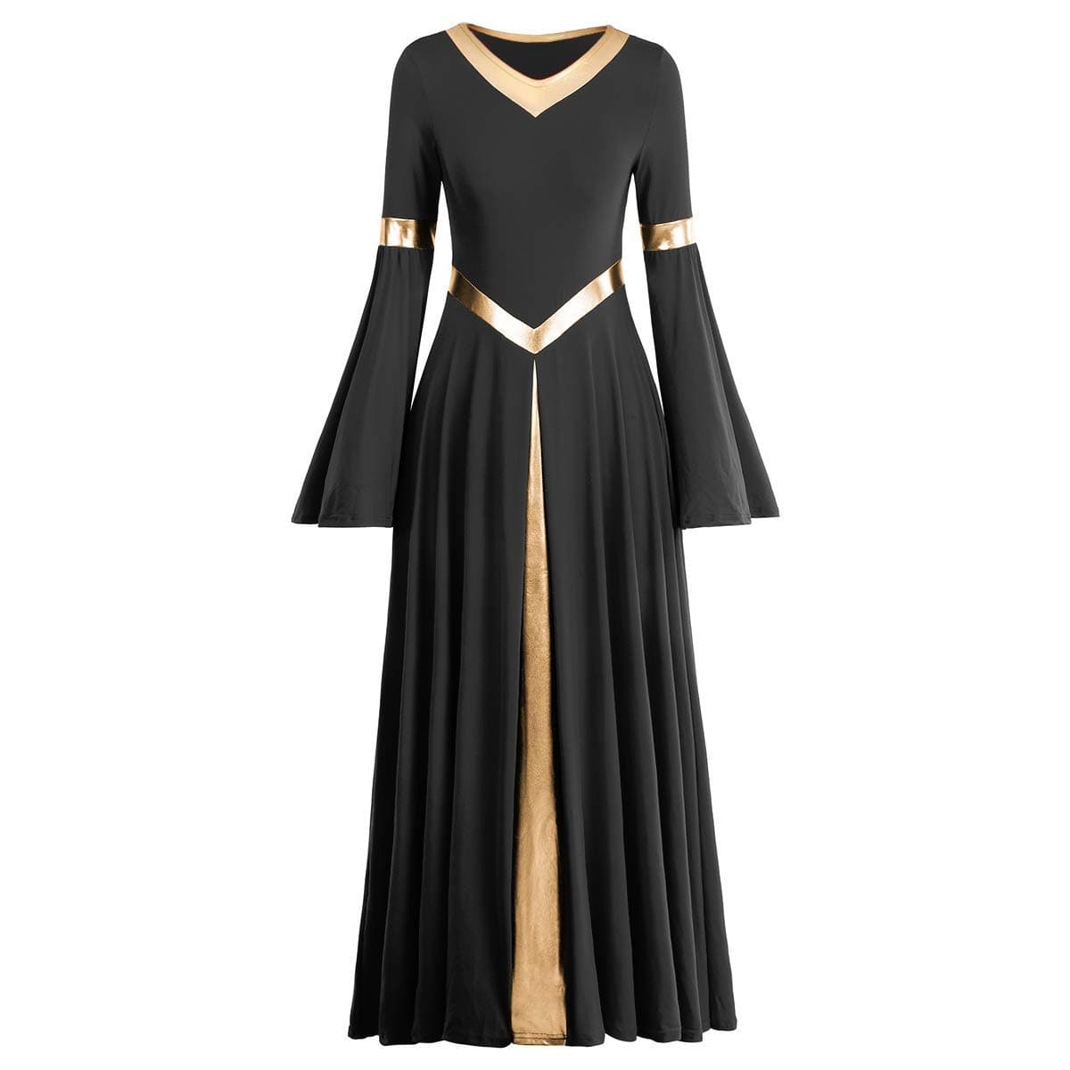AFAVOM Metallic Praise Dance Dress for Women Liturgical Lyrical Worship Gown