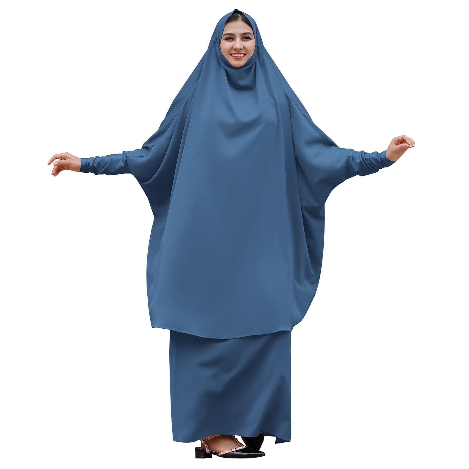 Women's Muslim IWEMEK Chiffon Abaya Burqa Dress with Hijab Set
