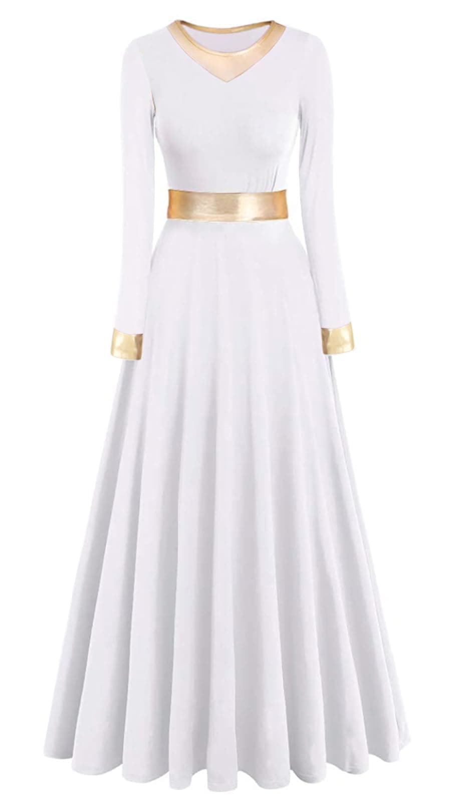 Z&X Women's Metallic Gold Liturgical Dance Dress for Church Worship