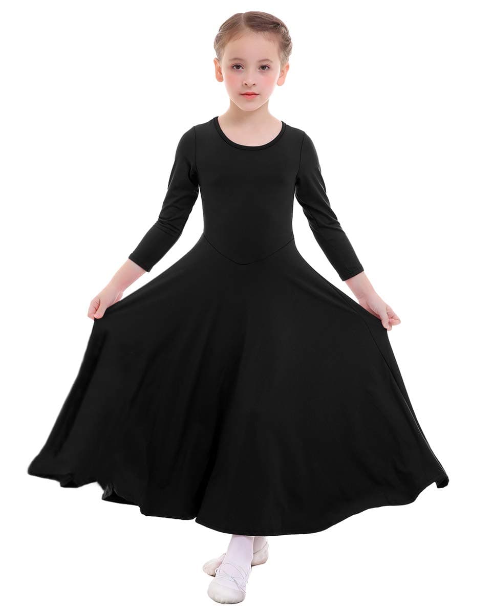 ZX Girls' Long Sleeve Praise Dance Dress Liturgical Worship Costume