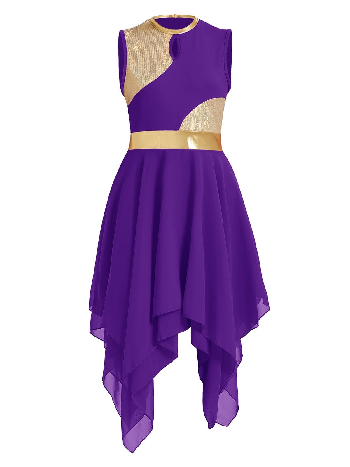 ZYACTU Women's V-Neck Sleeveless Praise Dance Liturgical Dress Lyrical Worship Costumes