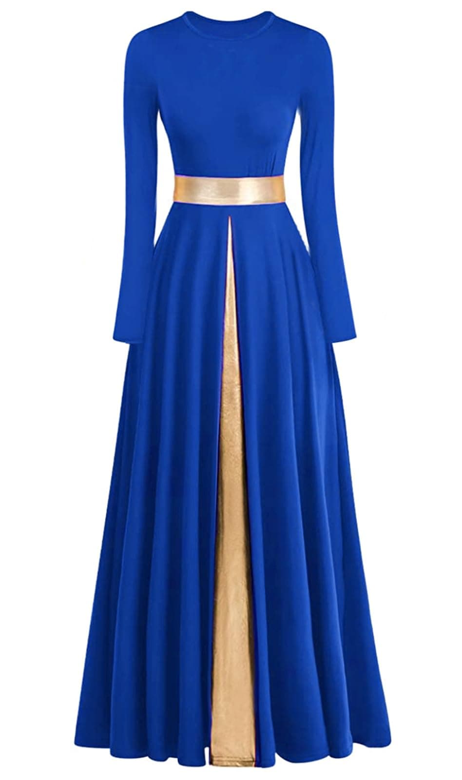 ELLYDOOR Women's Praise Dance Metallic Waistband Long Swing Robe