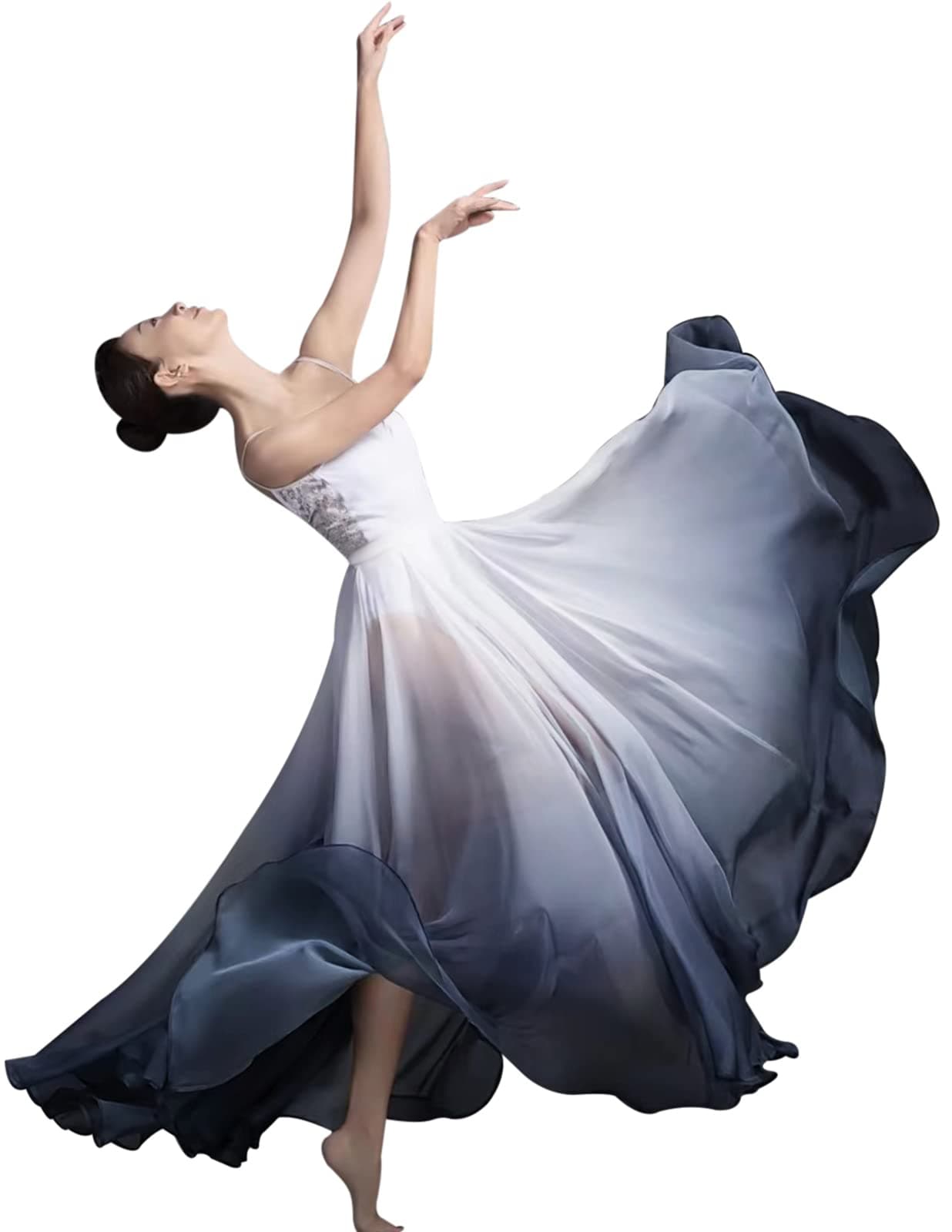 Z&X Women's Gradient Chiffon Dance Skirt for Modern Ballet Performance