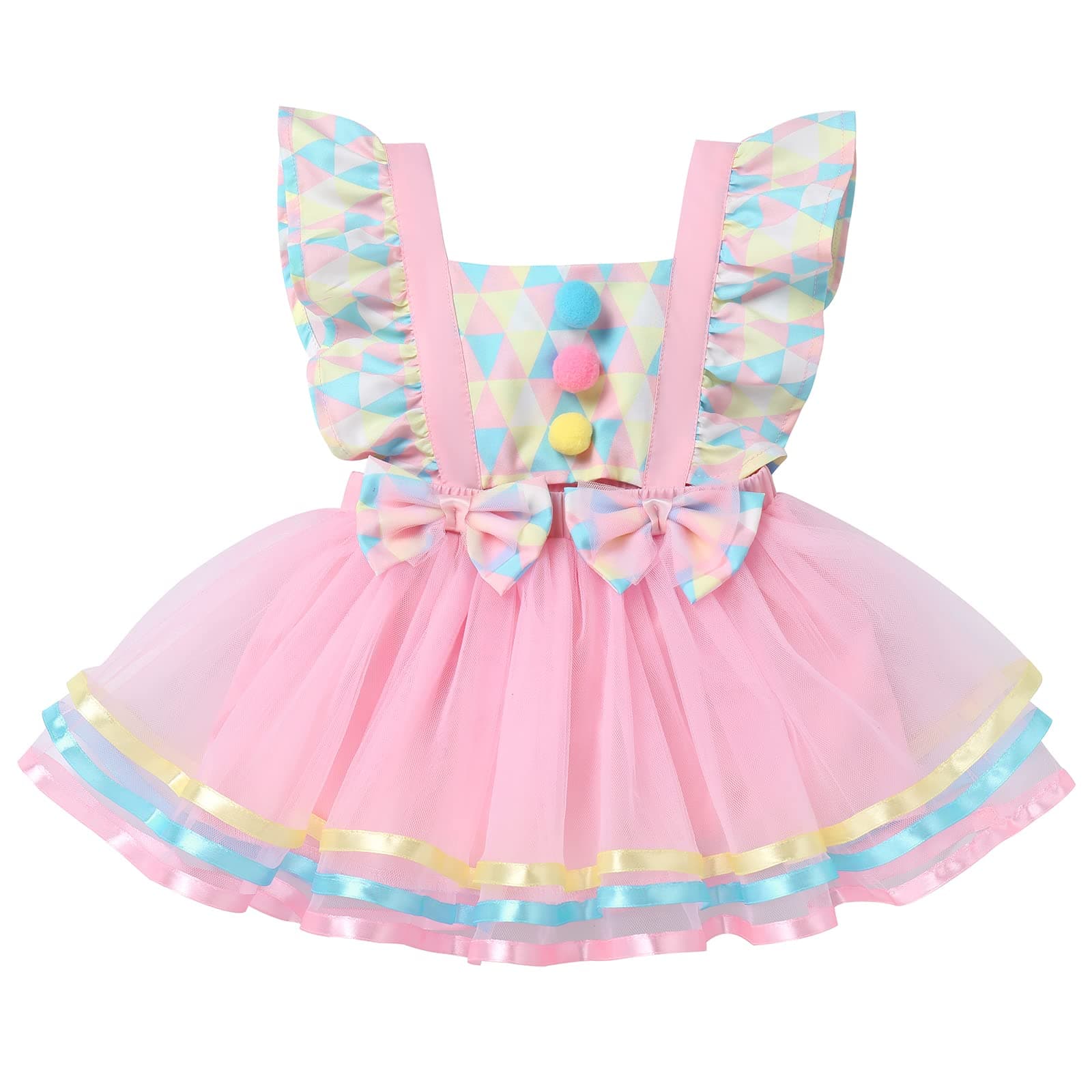 Baby Girl First Birthday Outfit Rainbow Tutu Princess Romper Dress Tiara Shoes 3pcs Clothes Set for Cake Smash Refine to Rainbow Tutu Princess Romper Dress and Tiara for Baby Girl's First Birthday