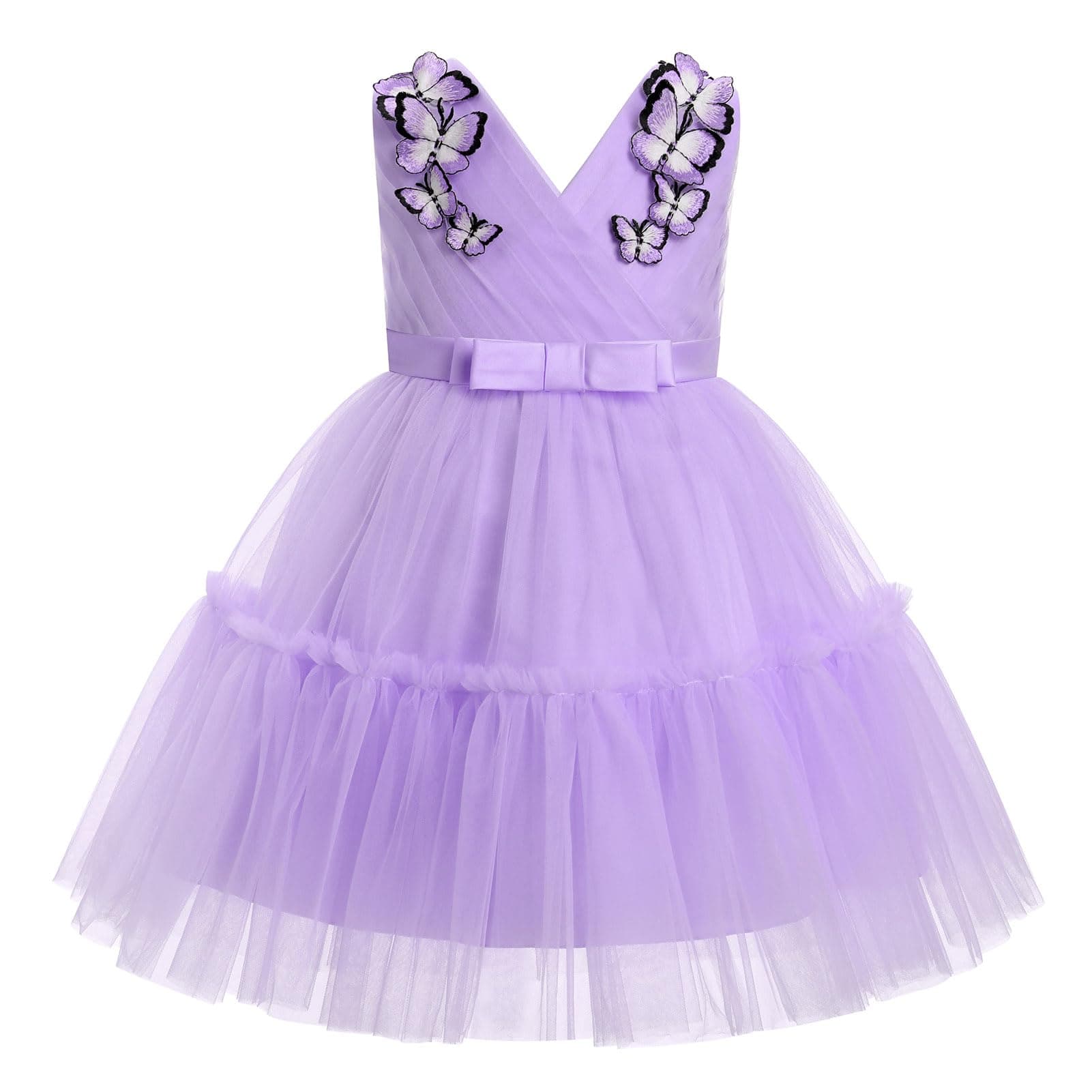 ODASDO Baby Girls V-Neck Tulle Tutu Flower Girl Dress Summer Party