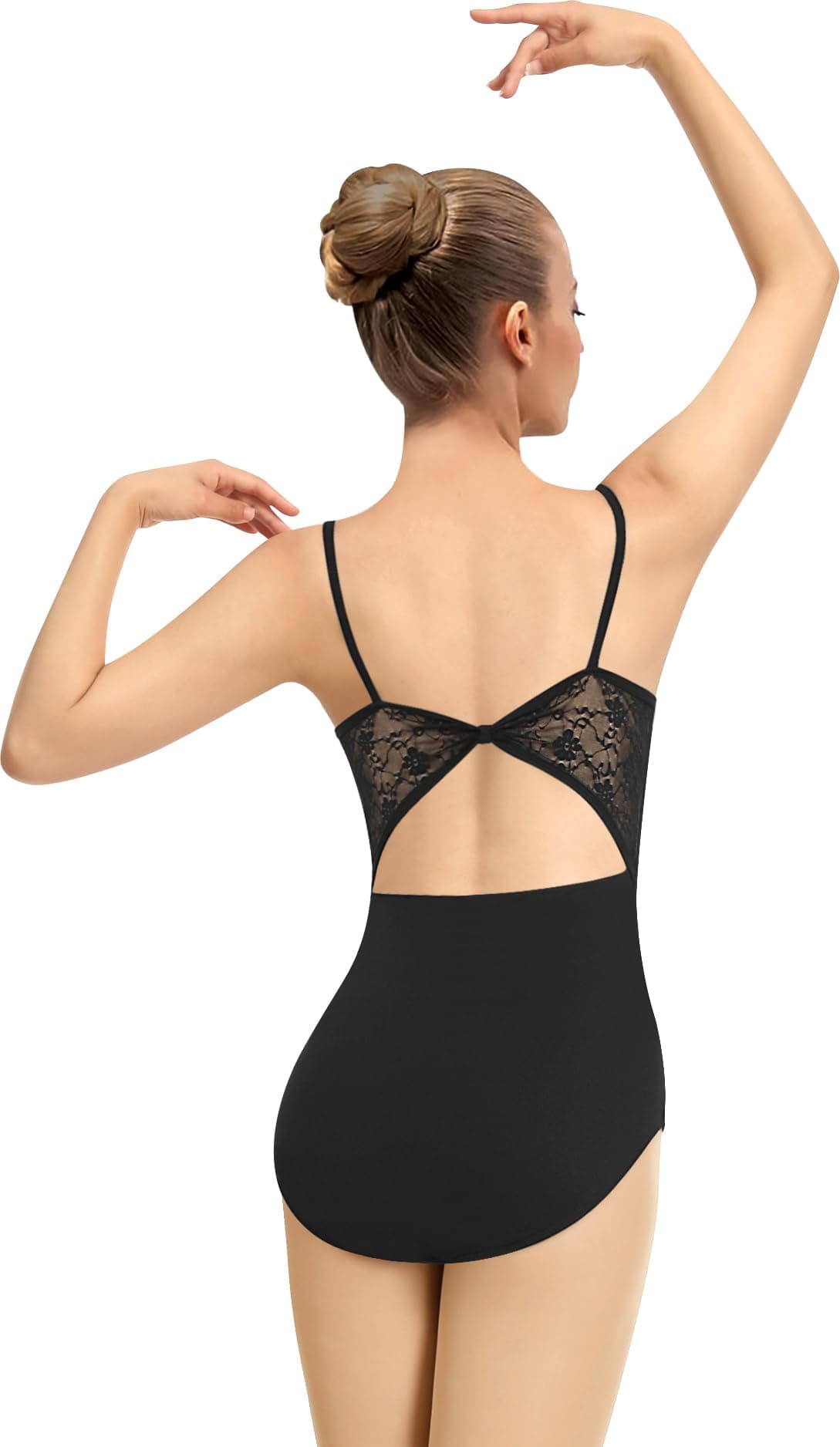 WYHDY Women's Ballet Leotard for Dance, Round Neck, Lace Bow Back