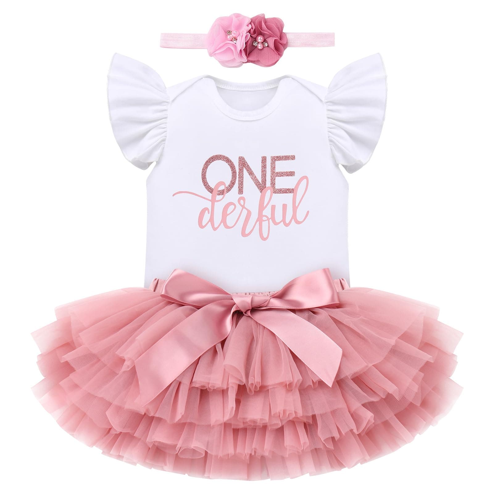 ODASDO Baby Girl 1st Birthday Cake Smash Outfit Set