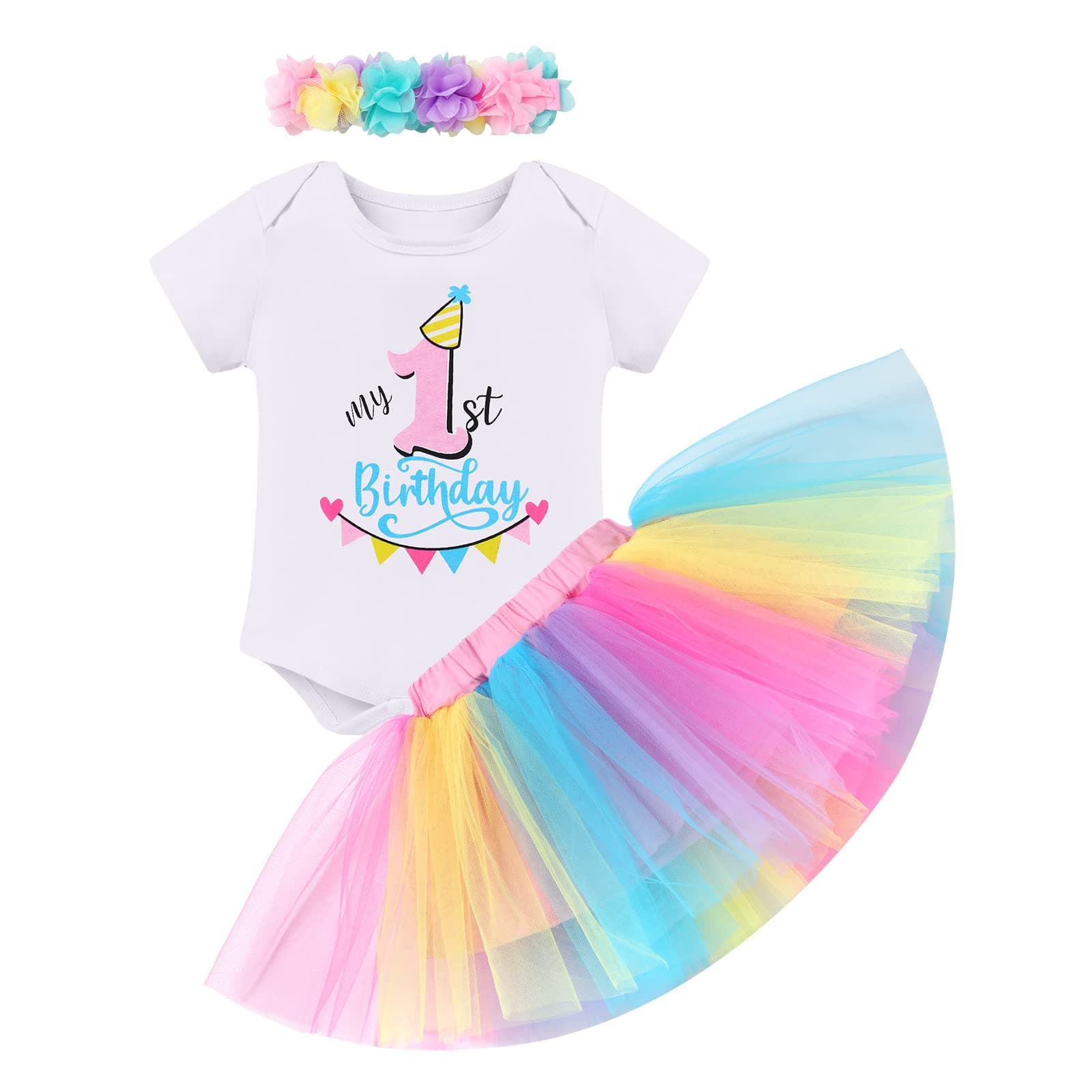 Baby Girl 1st/2nd/3rd Birthday Party Cake Smash Tutu Set 3pcs