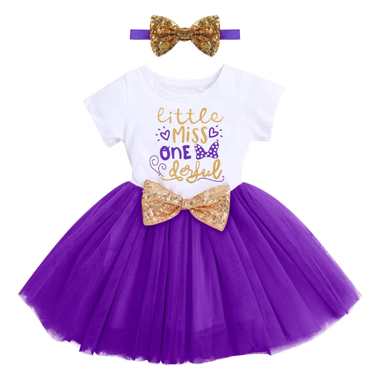 ODASDO Baby Girl 1st/2nd/3rd Birthday Princess Tulle Dress with Headband