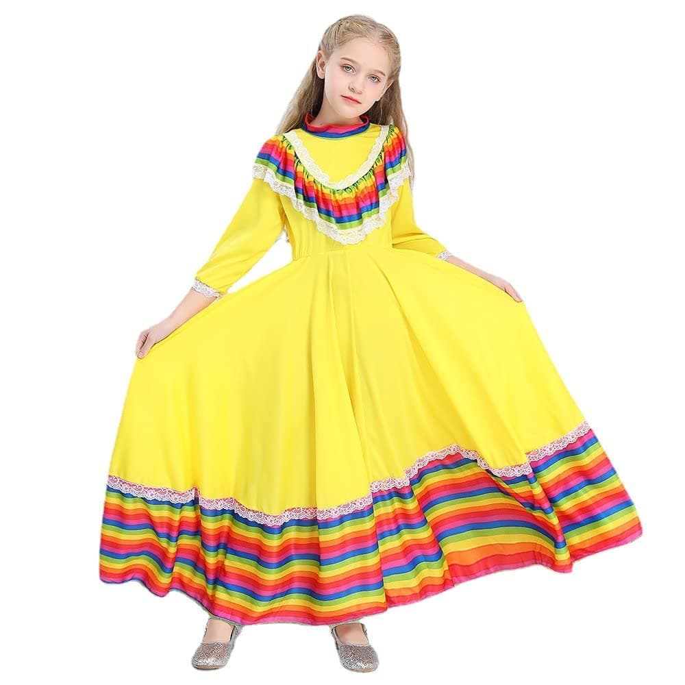 NLZI Traditional Mexican Senorita Dress for Girls Festivals Halloween