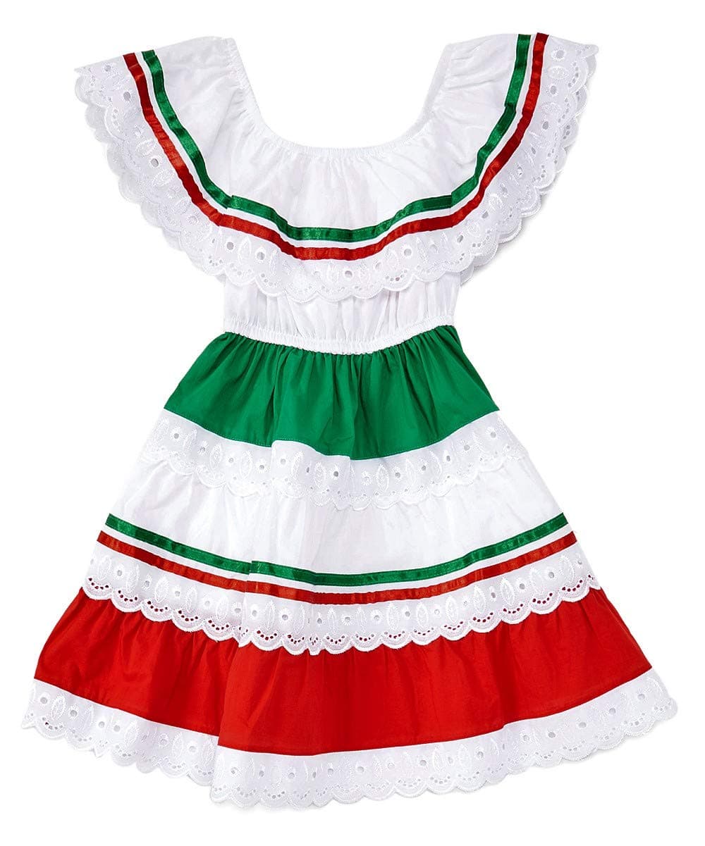 Unik Girl's Traditional Mexican Birthday, Christmas, Cinco de Mayo Cultural Dress Size 2-14