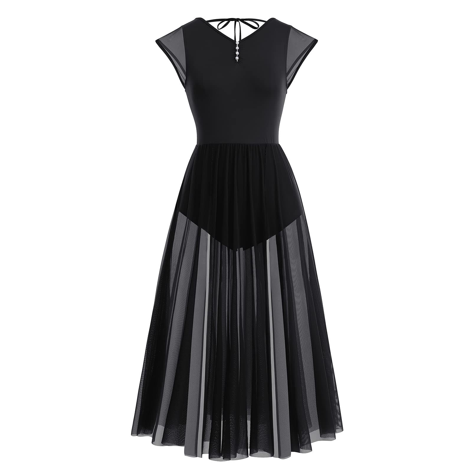 ODASDO Women's Modern Contemporary Dance Costumed Maxi Split Mesh Dress