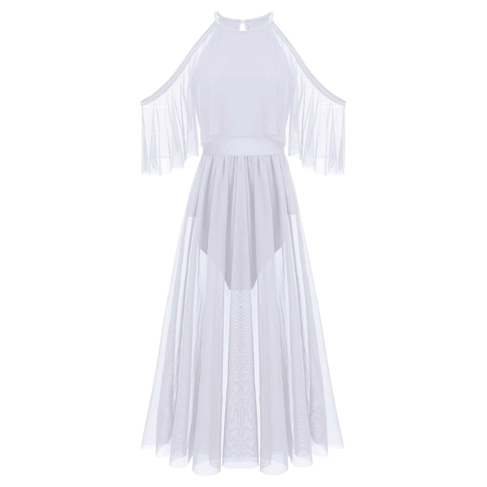 Women's Lyrical Dance Costume: Shiny Cross Strap Long Dress